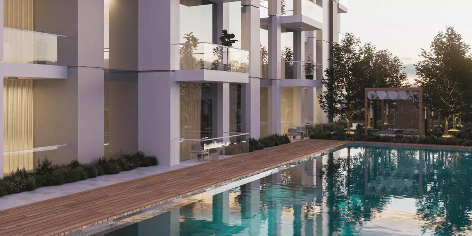 Albero apartment building exterior detail, Liwan, Dubai
