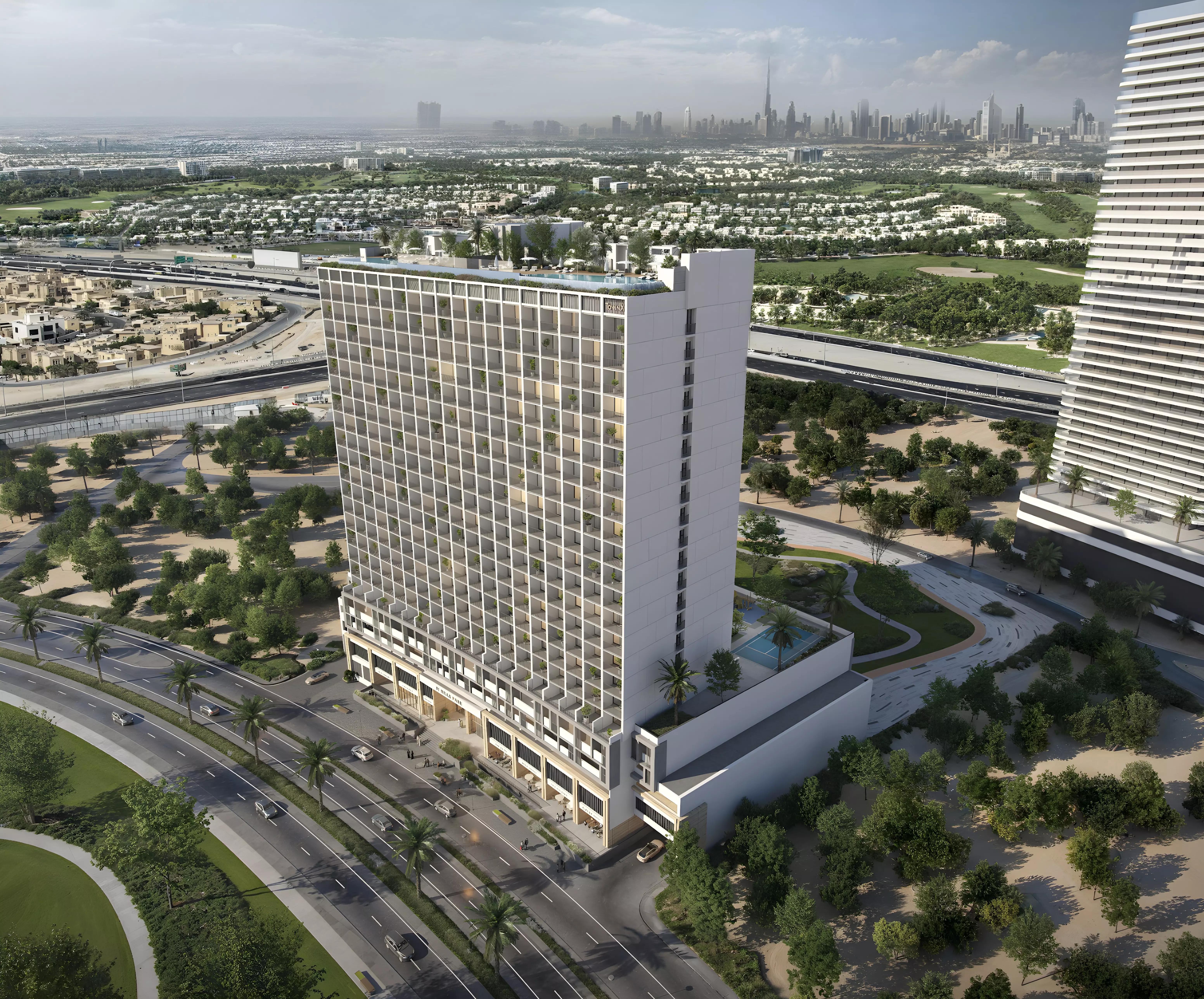 11 Hills Park landscaped gardens and outdoor seating, Dubai Science Park