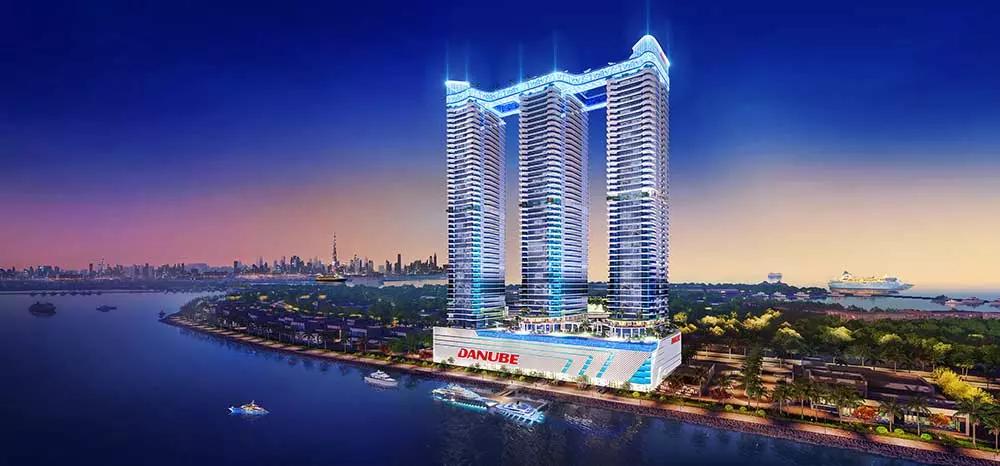 Oceanz Phase 2 by Danube waterfront tower exterior, Dubai Maritime City