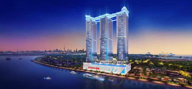 Oceanz Phase 2 by Danube waterfront tower exterior, Dubai Maritime City