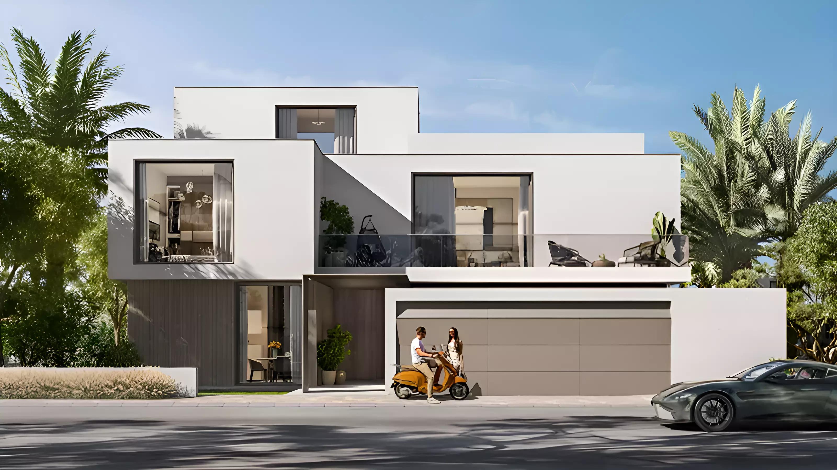 Palmiera 3 villa facade and driveway, The Oasis by Emaar, Dubai