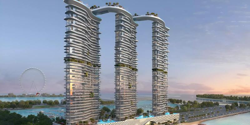 Damac Bay exterior tower view, Dubai Harbour, Dubai