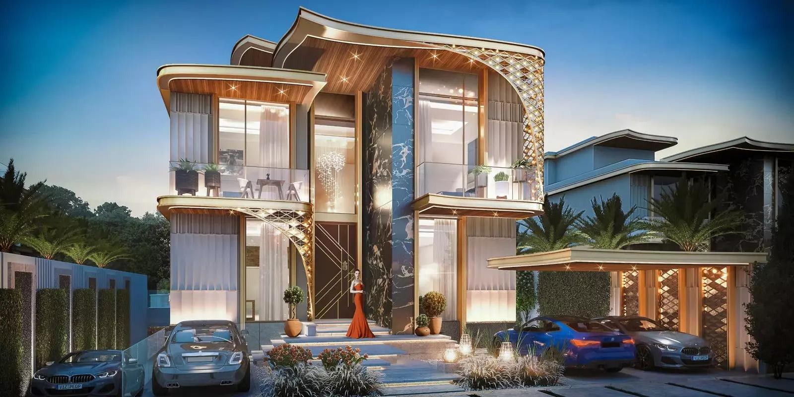 Gems Estates by DAMAC villa landscaped garden view, DAMAC Hills, Dubai