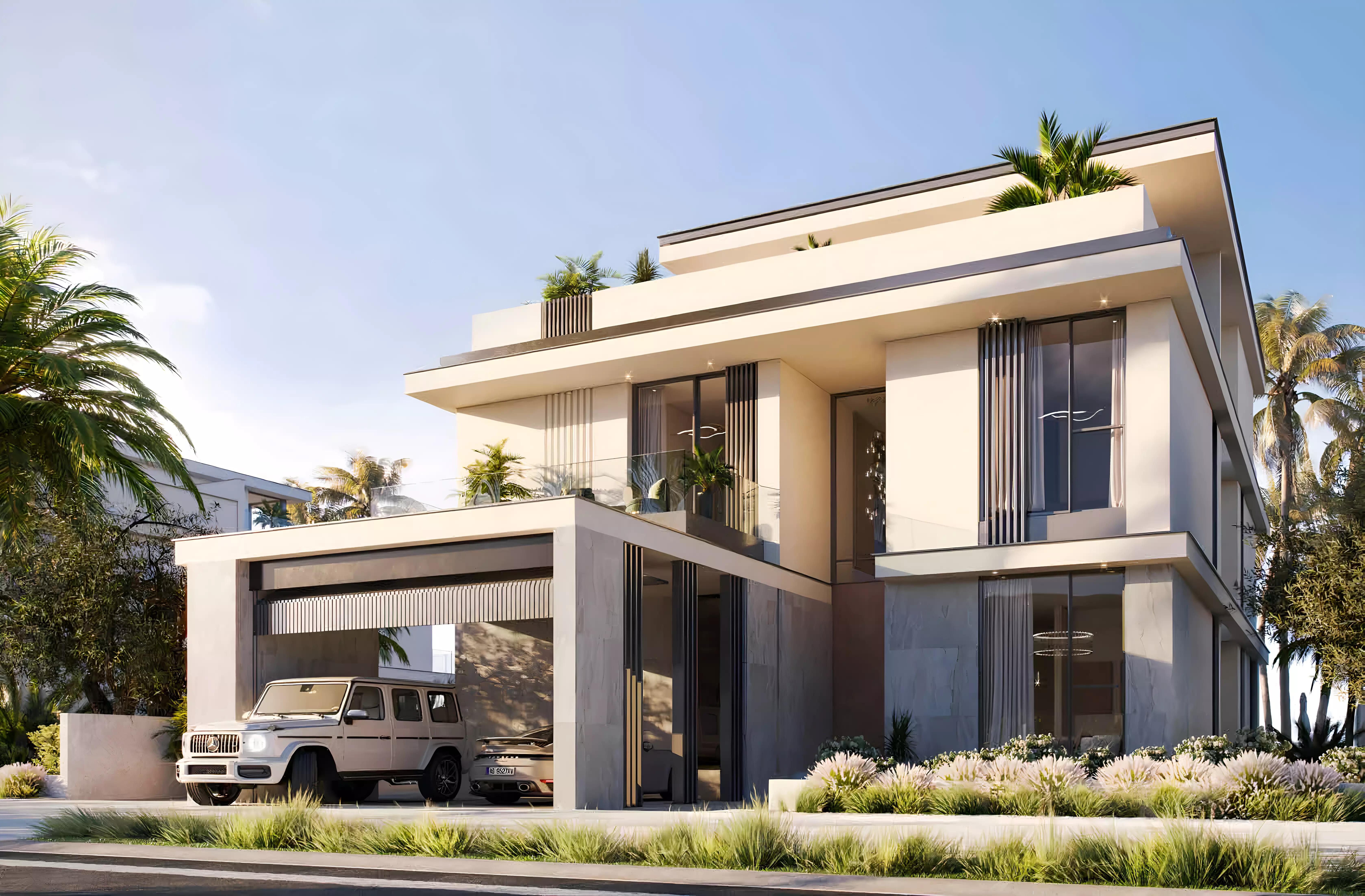 Palm Jebel Ali Frond J villa outdoor terrace with sea view, Dubai