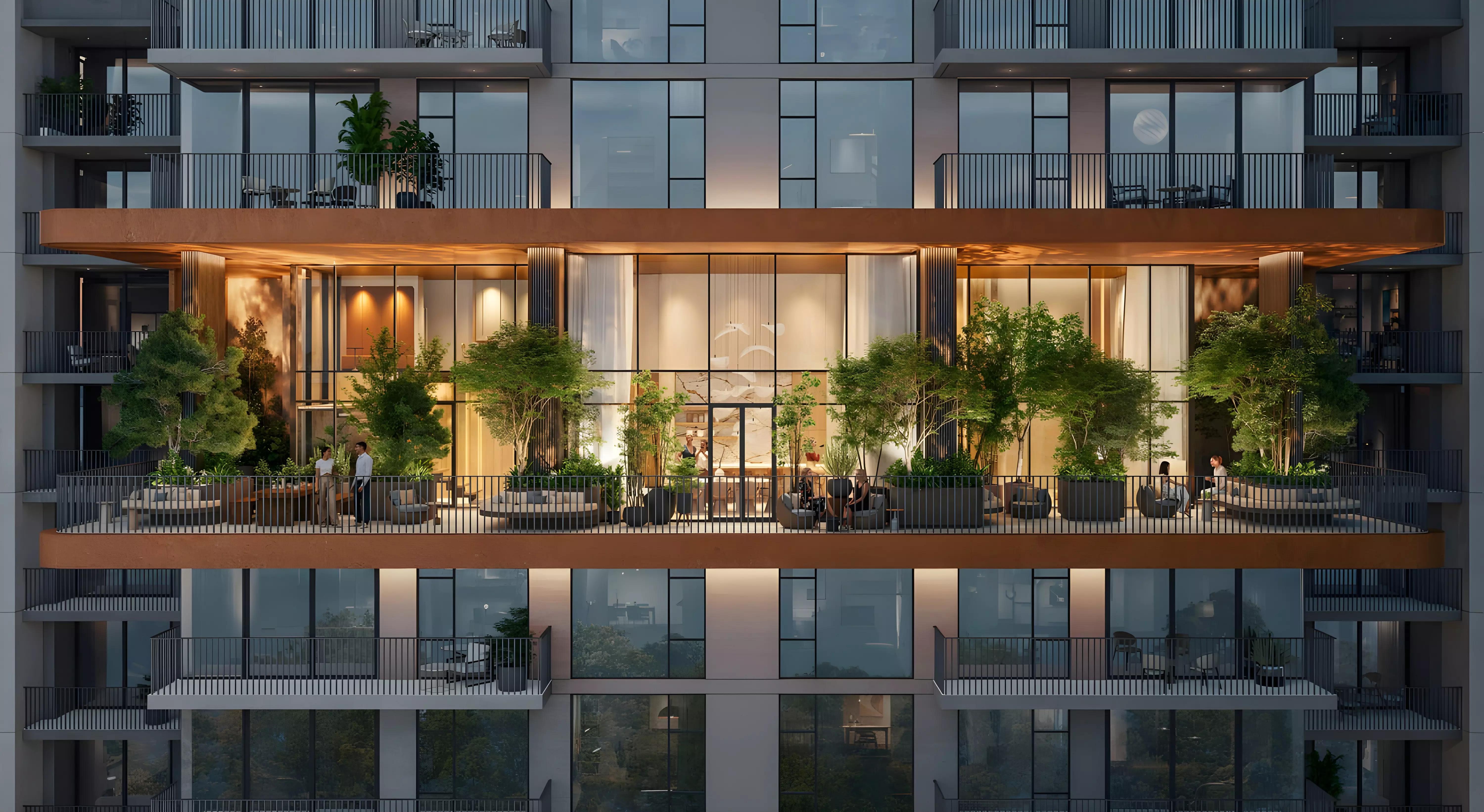 Distrikt at Ghaf Woods exterior building facade, Dubai Land, Dubai