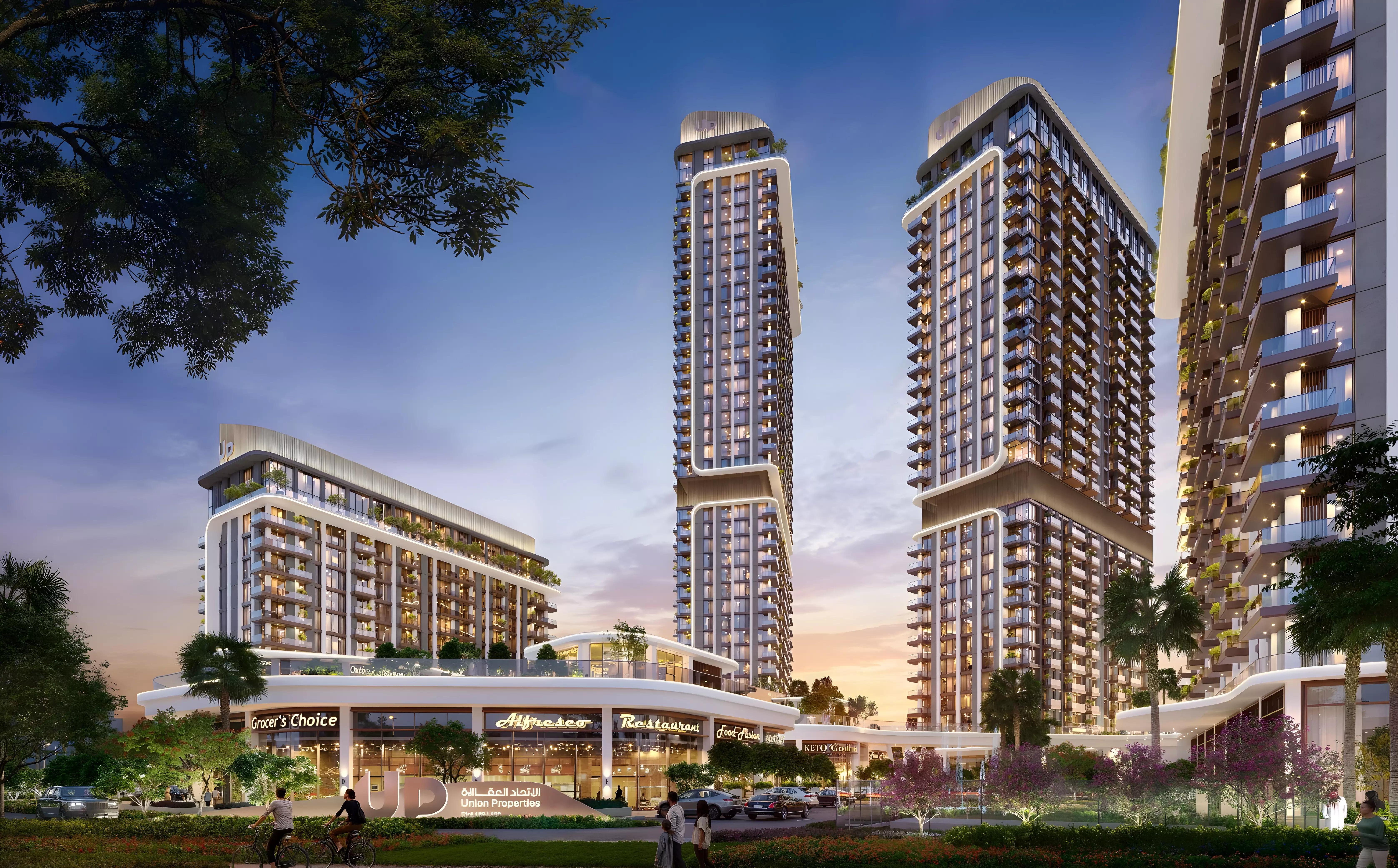 Mirdad residential building facade, Motor City, Dubai
