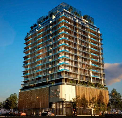 Sky Vista residential facade in Jumeirah Village Circle, Dubai