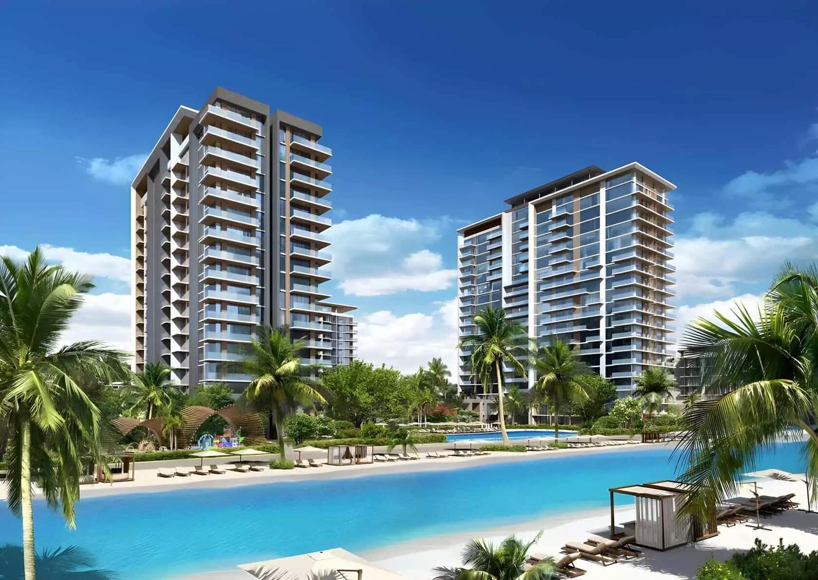 Naya Phase 3 tower elevation with landscaped surroundings, District One, Dubai