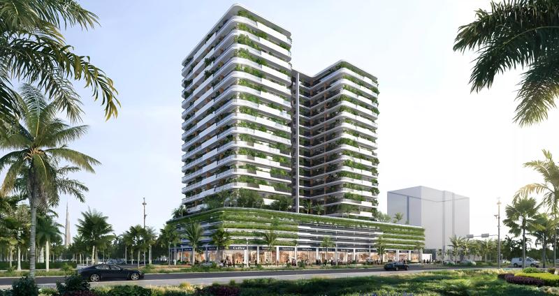 Forest City Tower exterior facade view, Majan, Dubai