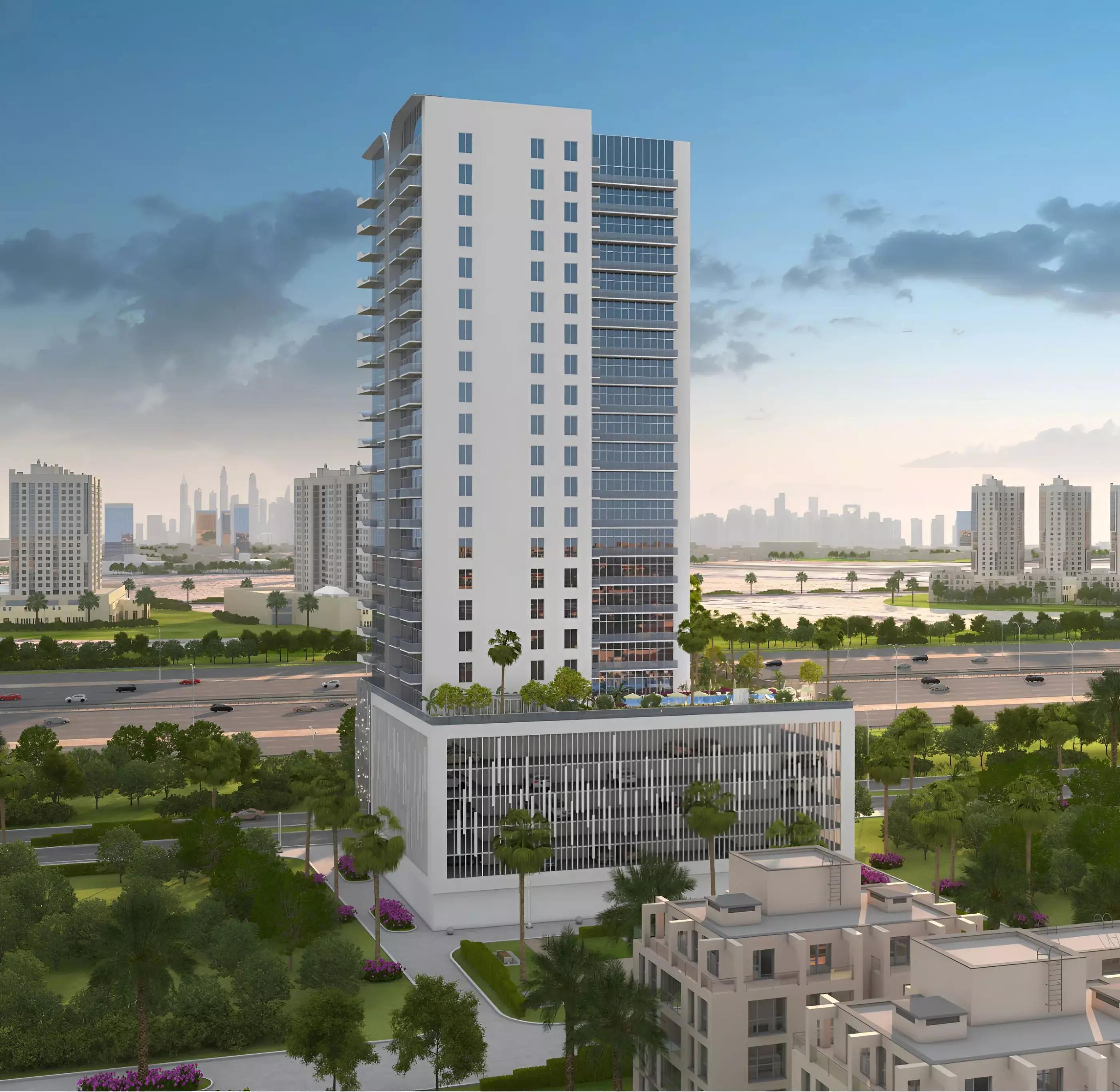 Leven Residences apartment interior living space, Jumeirah Village Triangle