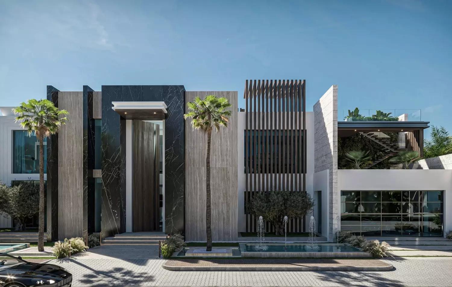 Villa Amaya landscaped garden and outdoor seating, Palm Jumeirah