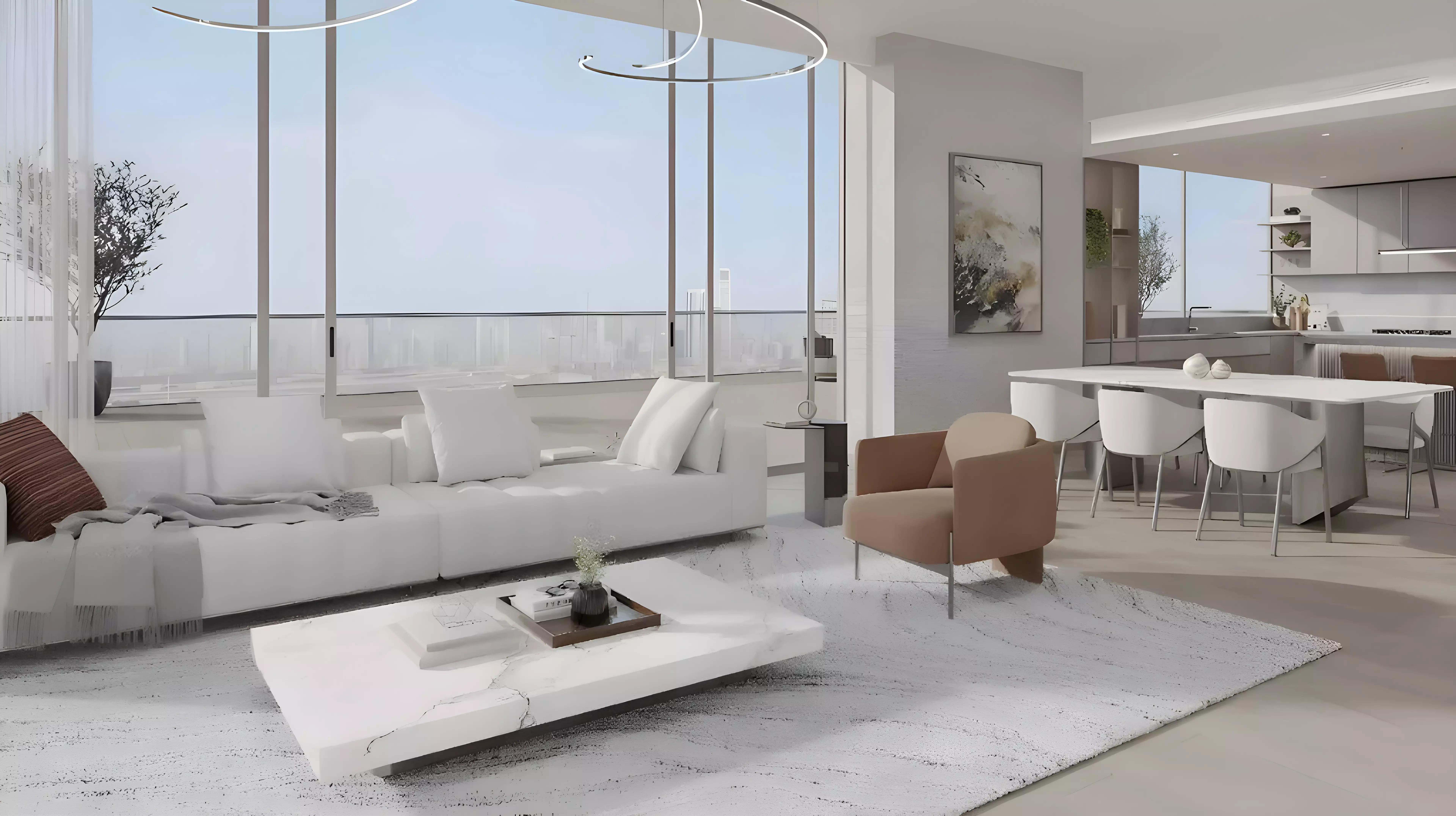 Claydon House apartment interior living space, Sobha Hartland II