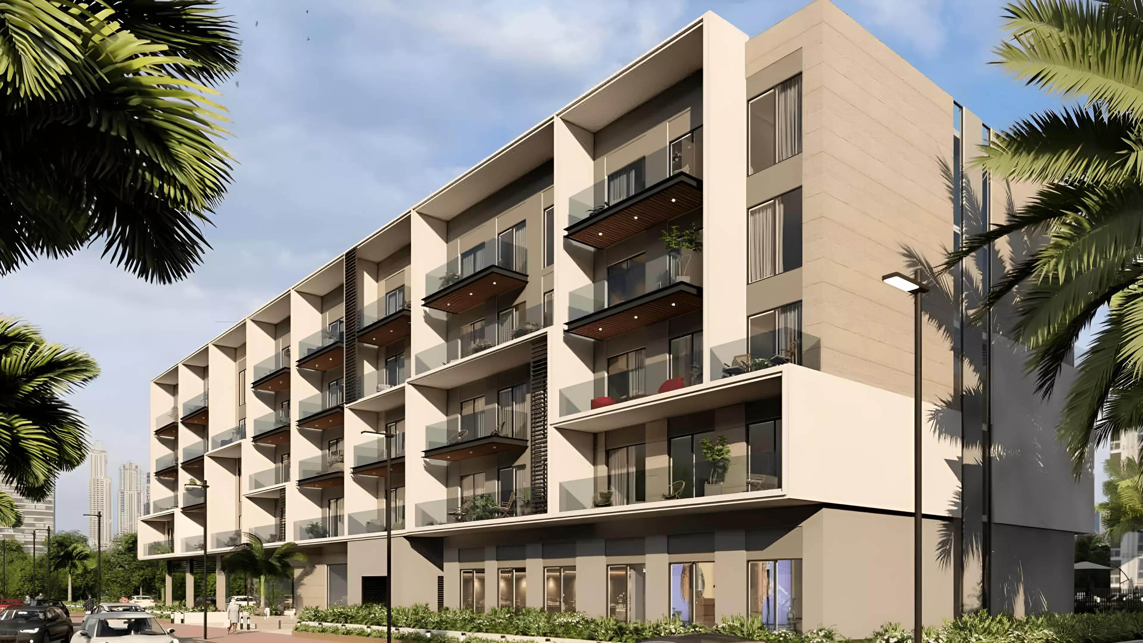 Landscaped garden and green space at Divine Residencia, Dubai Studio City