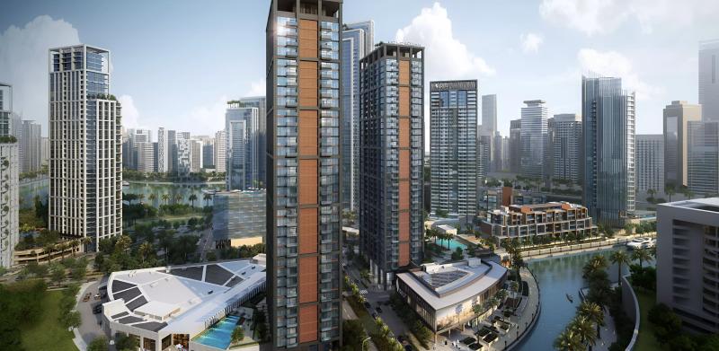 Peninsula Phase 2 residential tower exterior along Dubai Canal, Business Bay