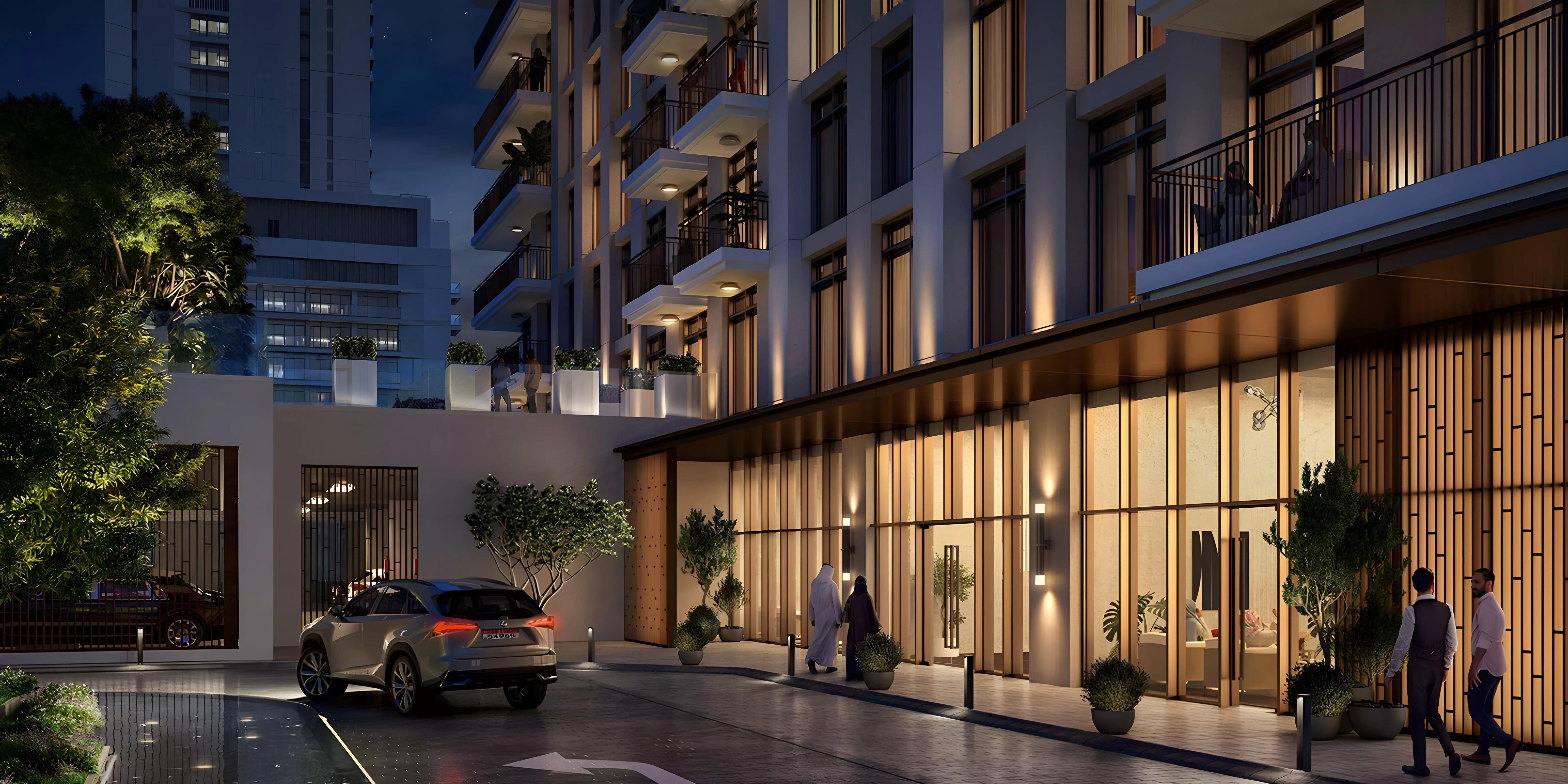 Shared pool deck at Palace Residences North, Dubai Creek Harbour
