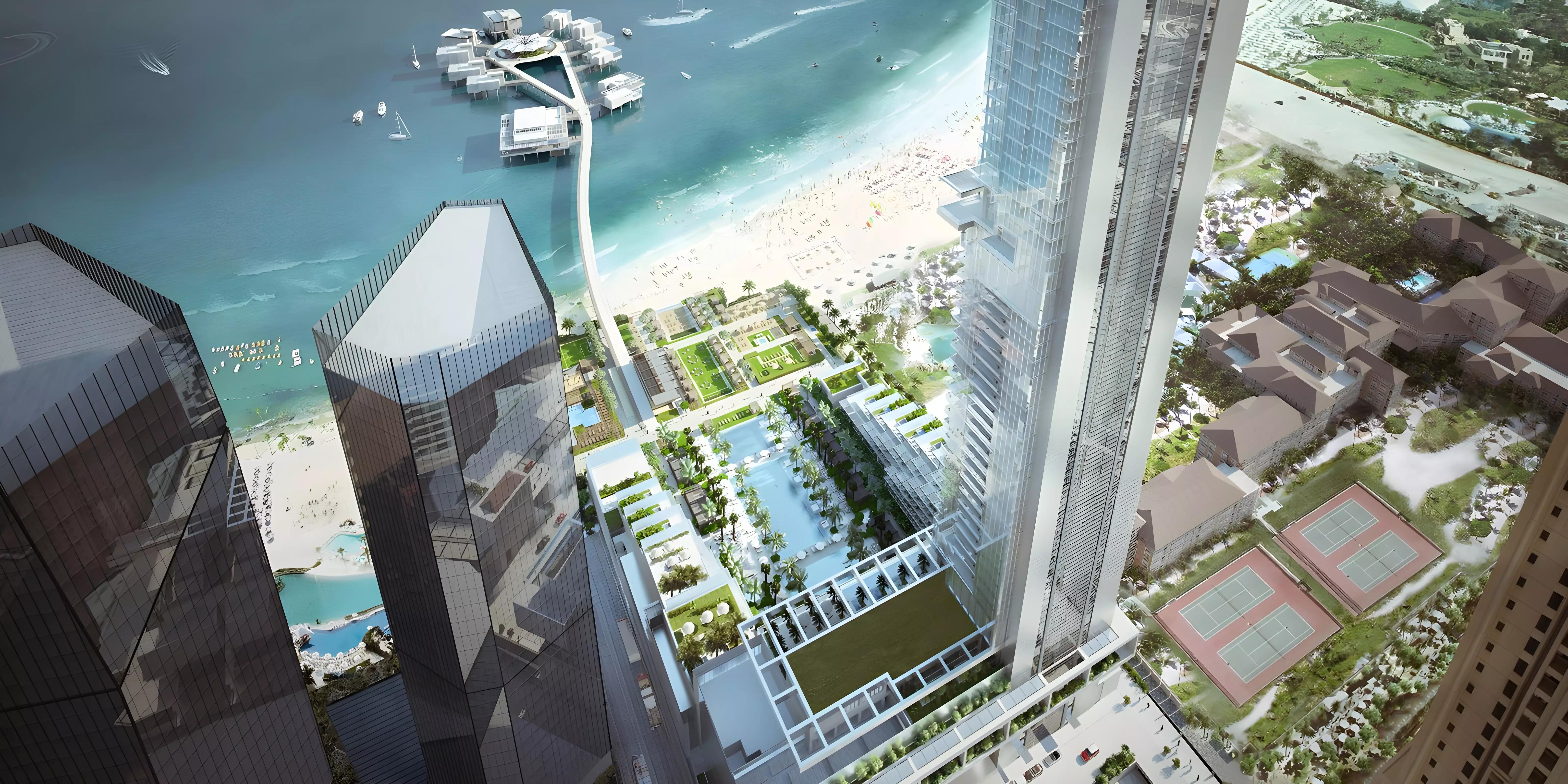 Five Luxe JBR tower exterior view on the Jumeirah Beach Residence waterfront, Dubai