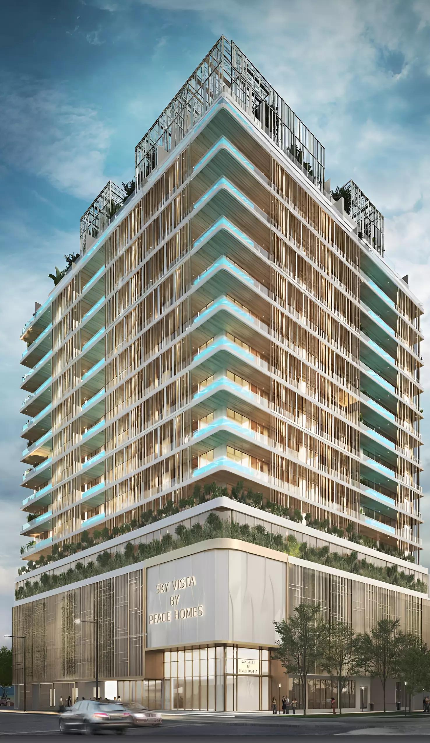 Sky Vista amenity area with seating, JVC, Dubai