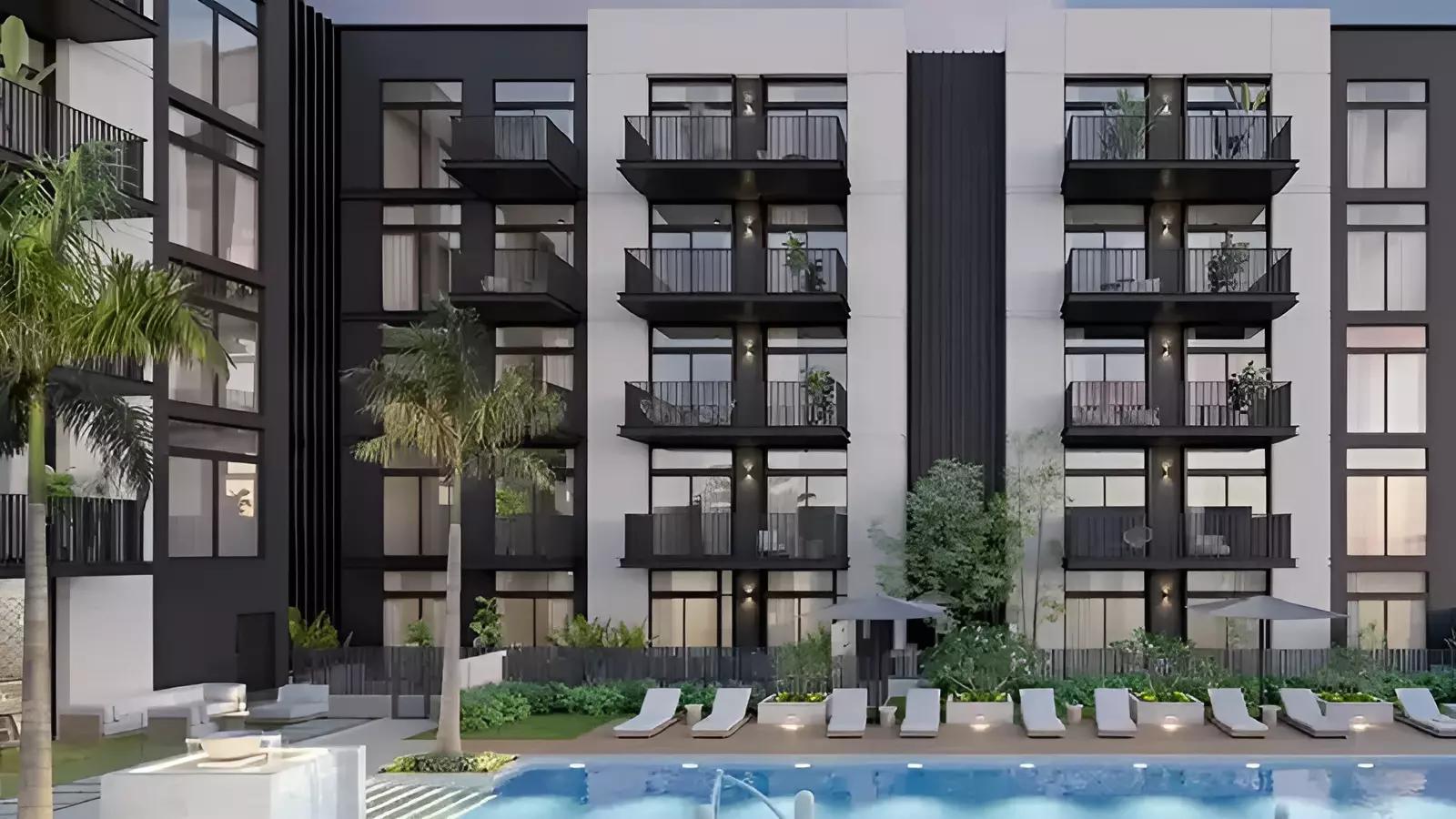 Lobby or communal area inside Trafford Residence, Dubai World Central