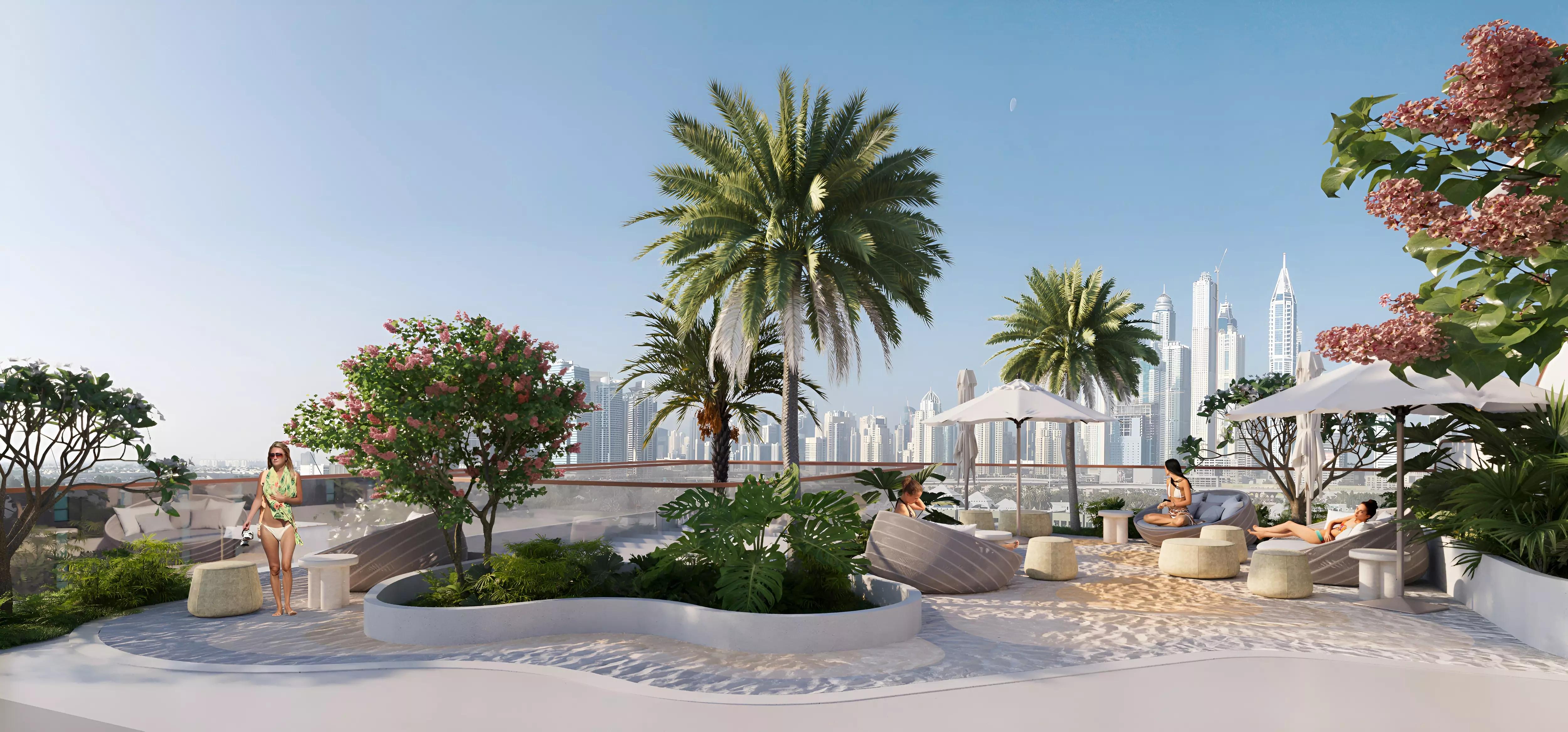 Flow Residences amenity deck view, Dubai Islands, Dubai