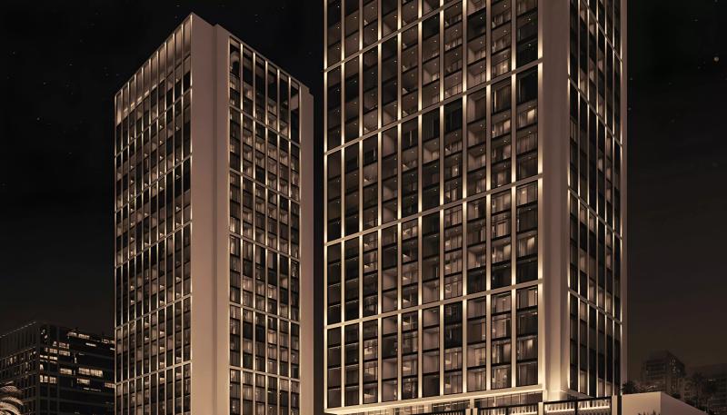 Binghatti Moonlight residential tower exterior, Al Jaddaf, Dubai