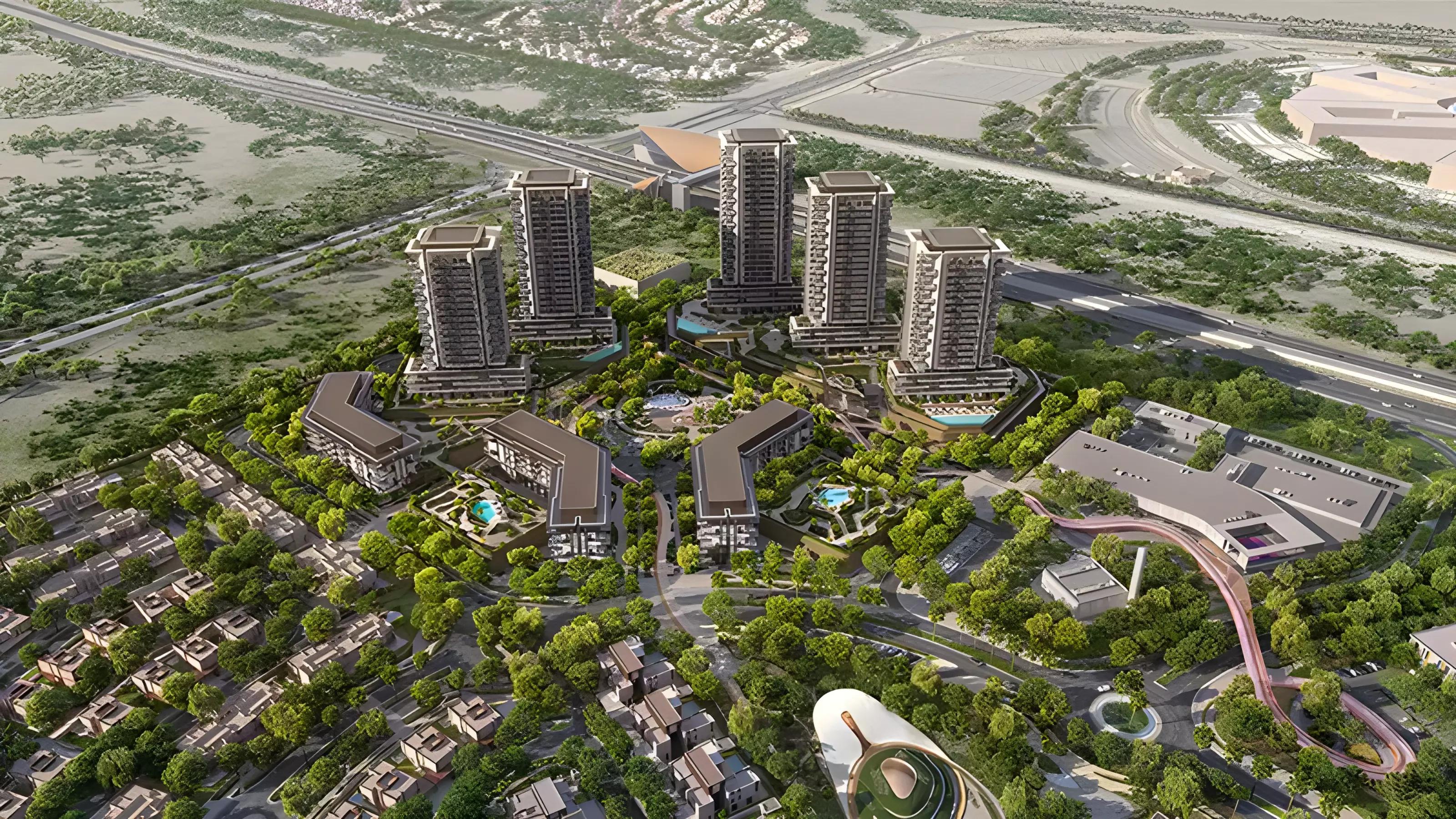Exterior render of Azul Tower residential building at Athlon by Aldar, Dubai