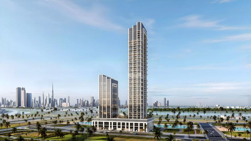 Vista Meydan exterior building facade in Al Vista, Bukadra, Dubai