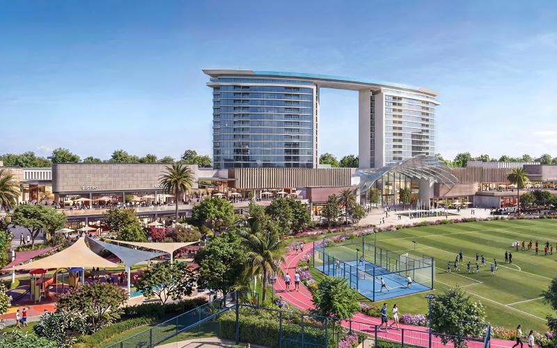 The Brooks at Sobha Sanctuary villa exterior with landscaped garden, Dubai