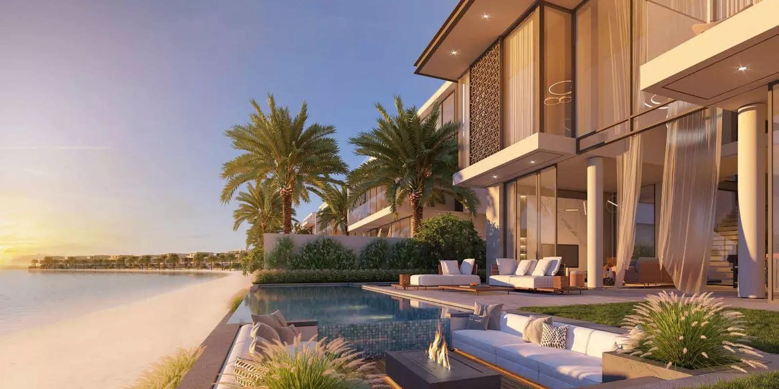 Villa bedroom interior, The Beach Collection Villas, Palm Jebel Ali