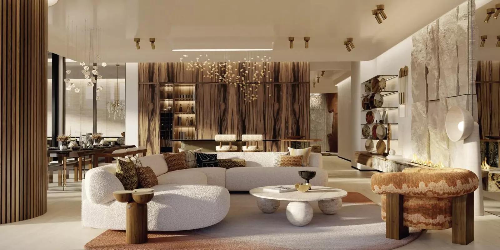 Interior living space in an Eywa apartment, Business Bay, Dubai
