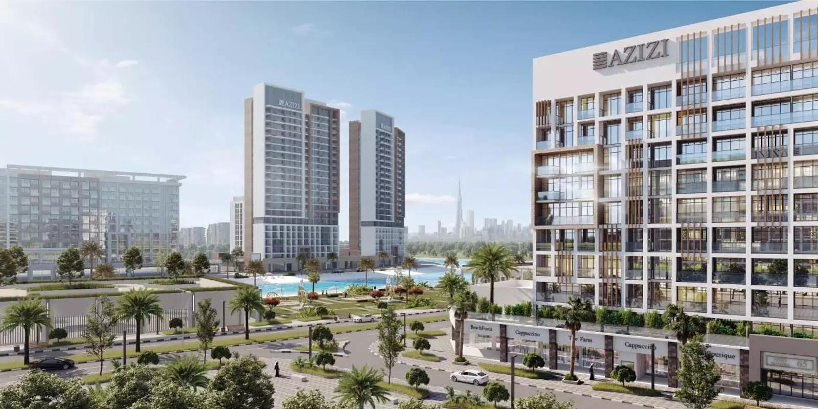 Azizi Riviera 65 residential tower street view, Meydan, Dubai
