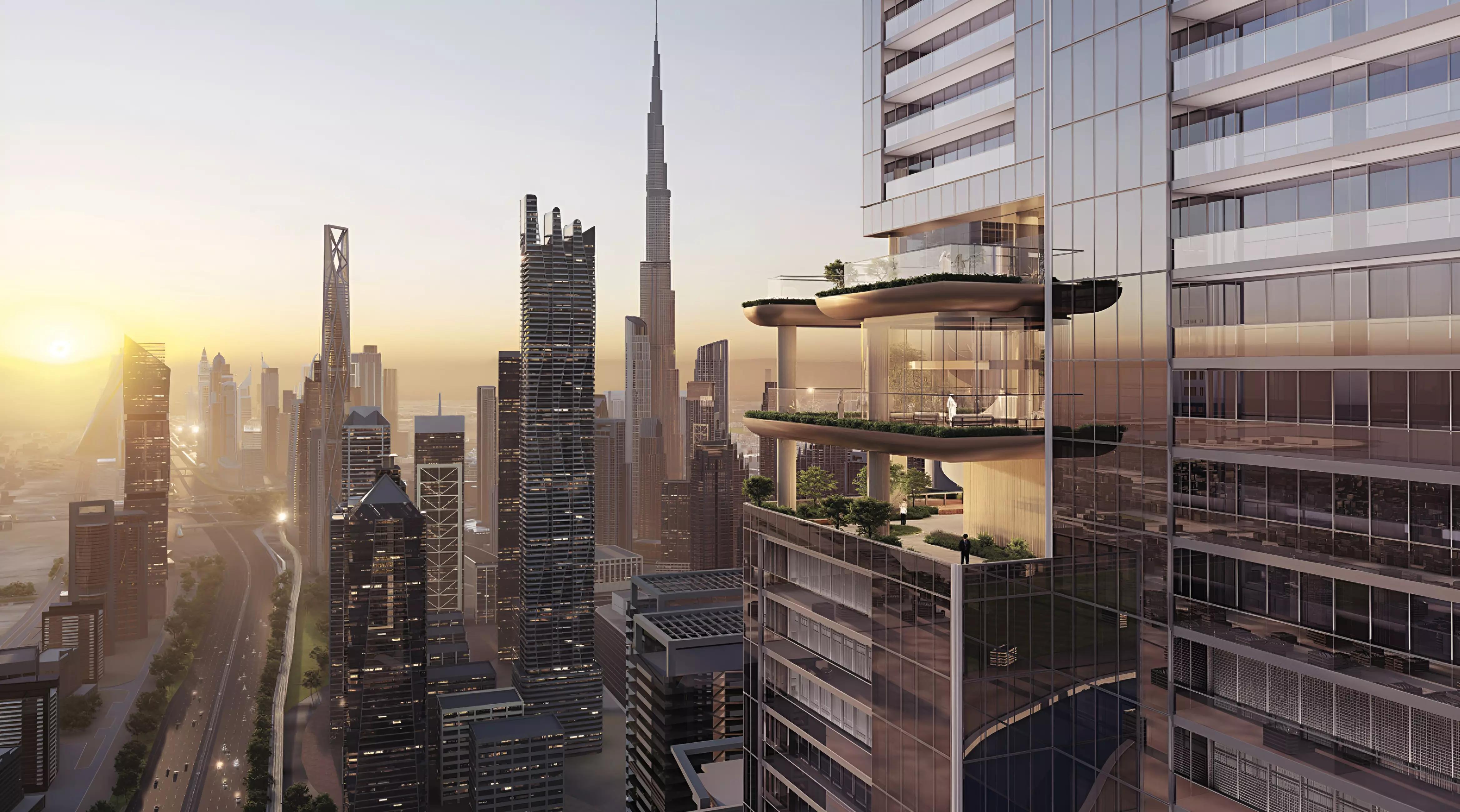 Sobha Skyparks landscaped gardens and podium level, Business Bay