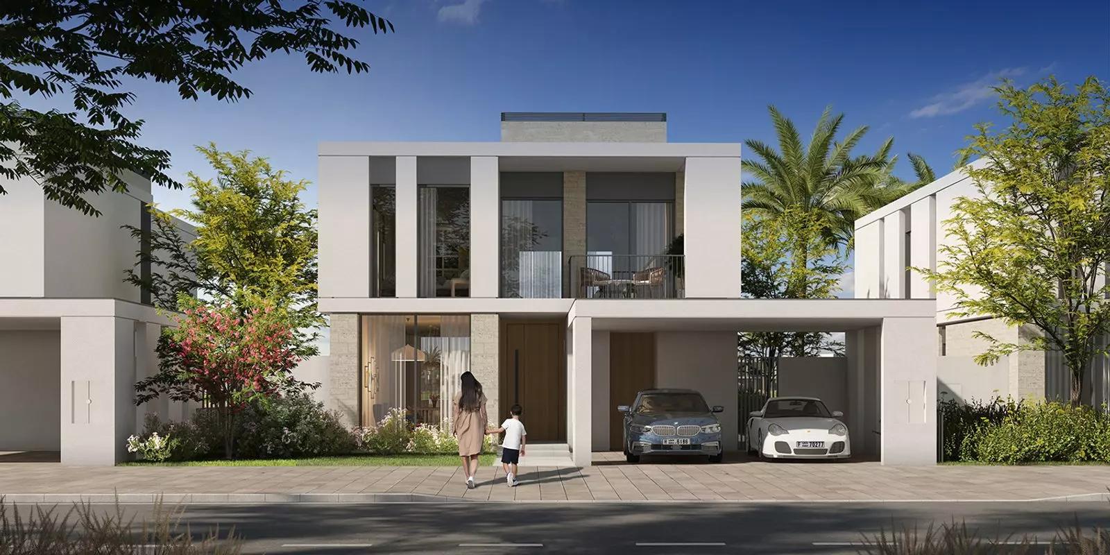 Landscaped garden and outdoor terrace at Fairway Villas Phase 2, Dubai South
