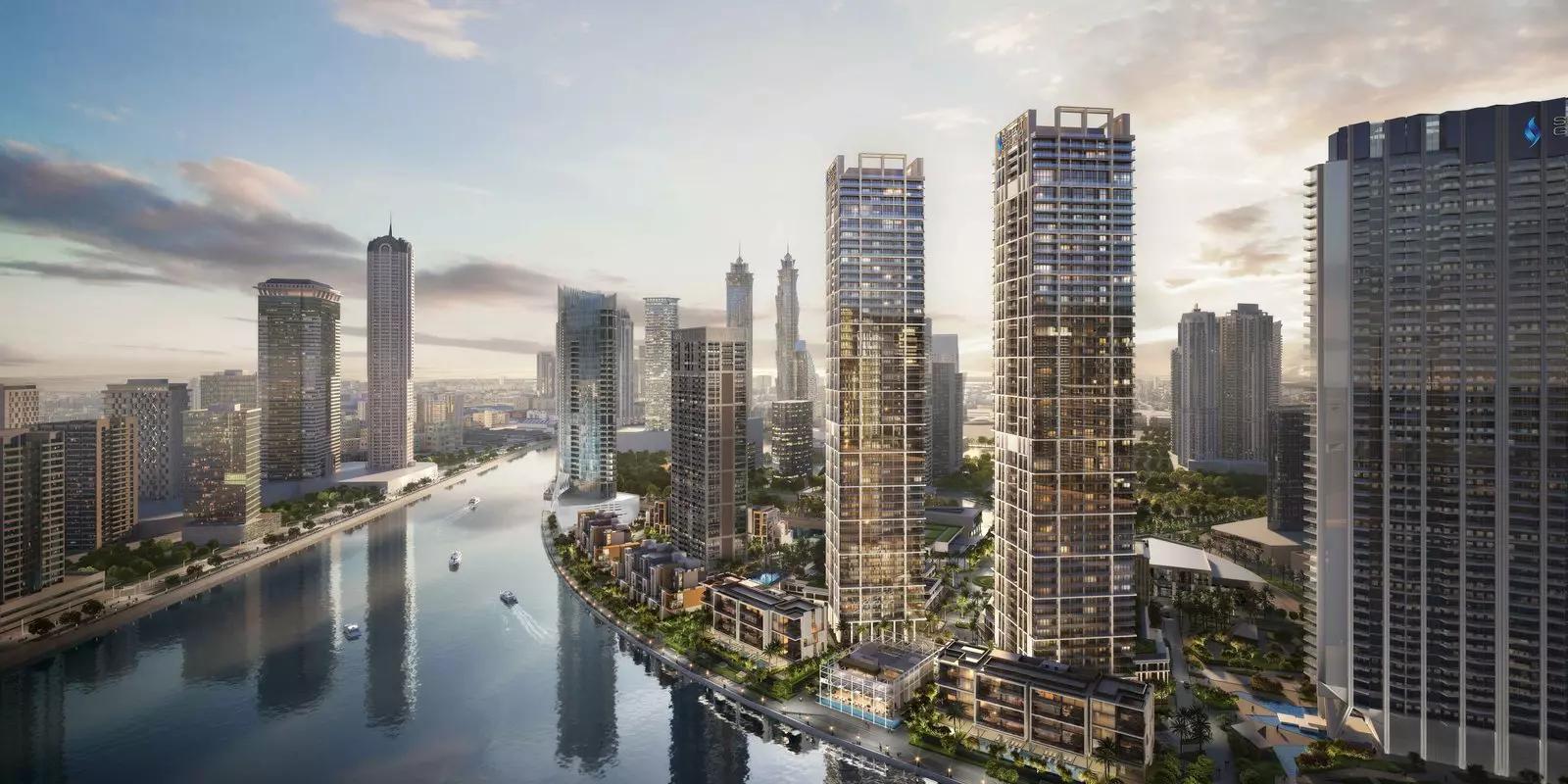 Peninsula Four residential interior living space, Business Bay, Dubai