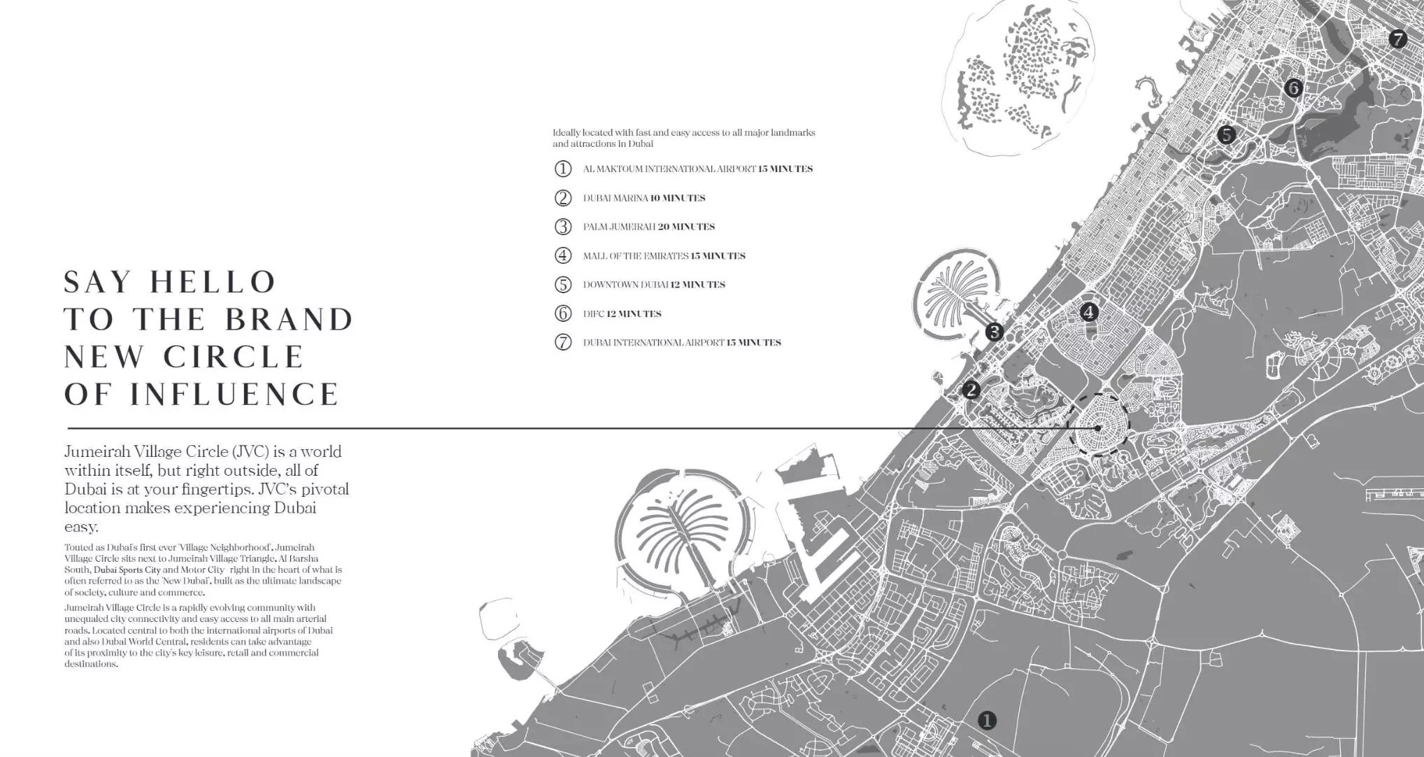 Master plan layout of The East Crest by Meteora within District 17, JVC, Dubai