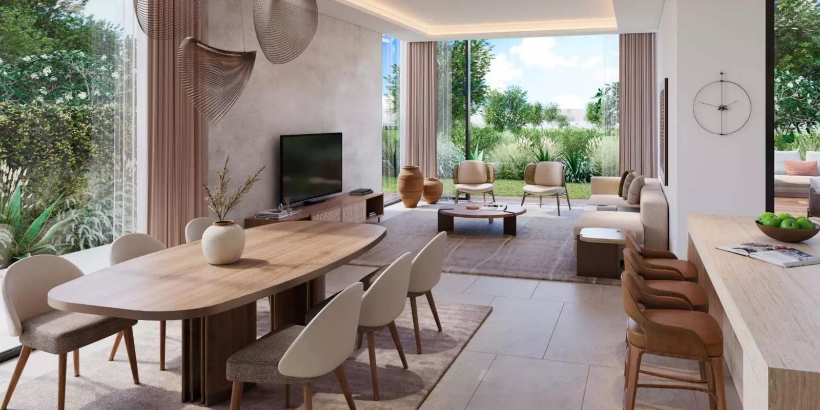 The Acres villa street view with greenery, Meraas Dubai Land