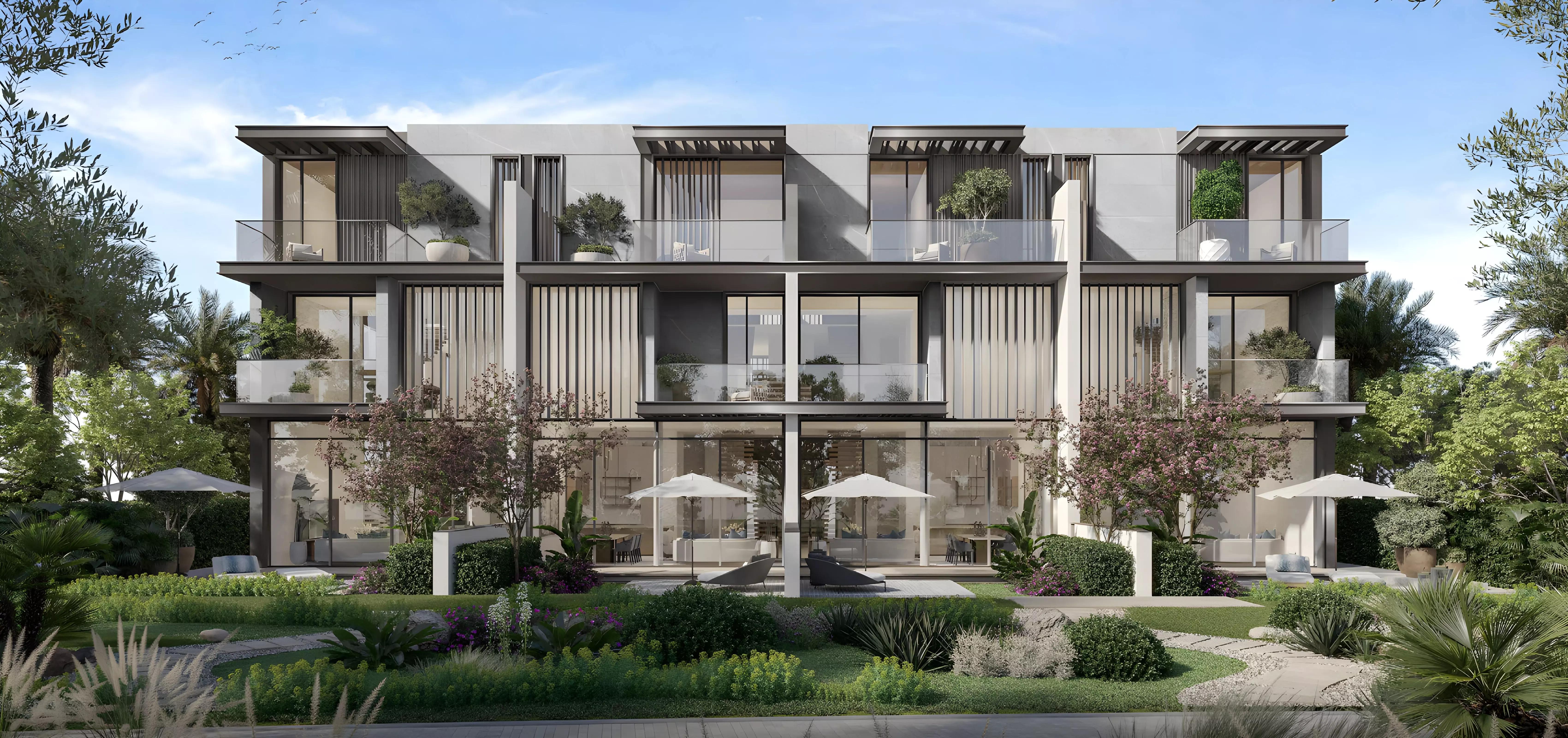 Community landscaped gardens at Nad Al Sheba Gardens 10, Dubai