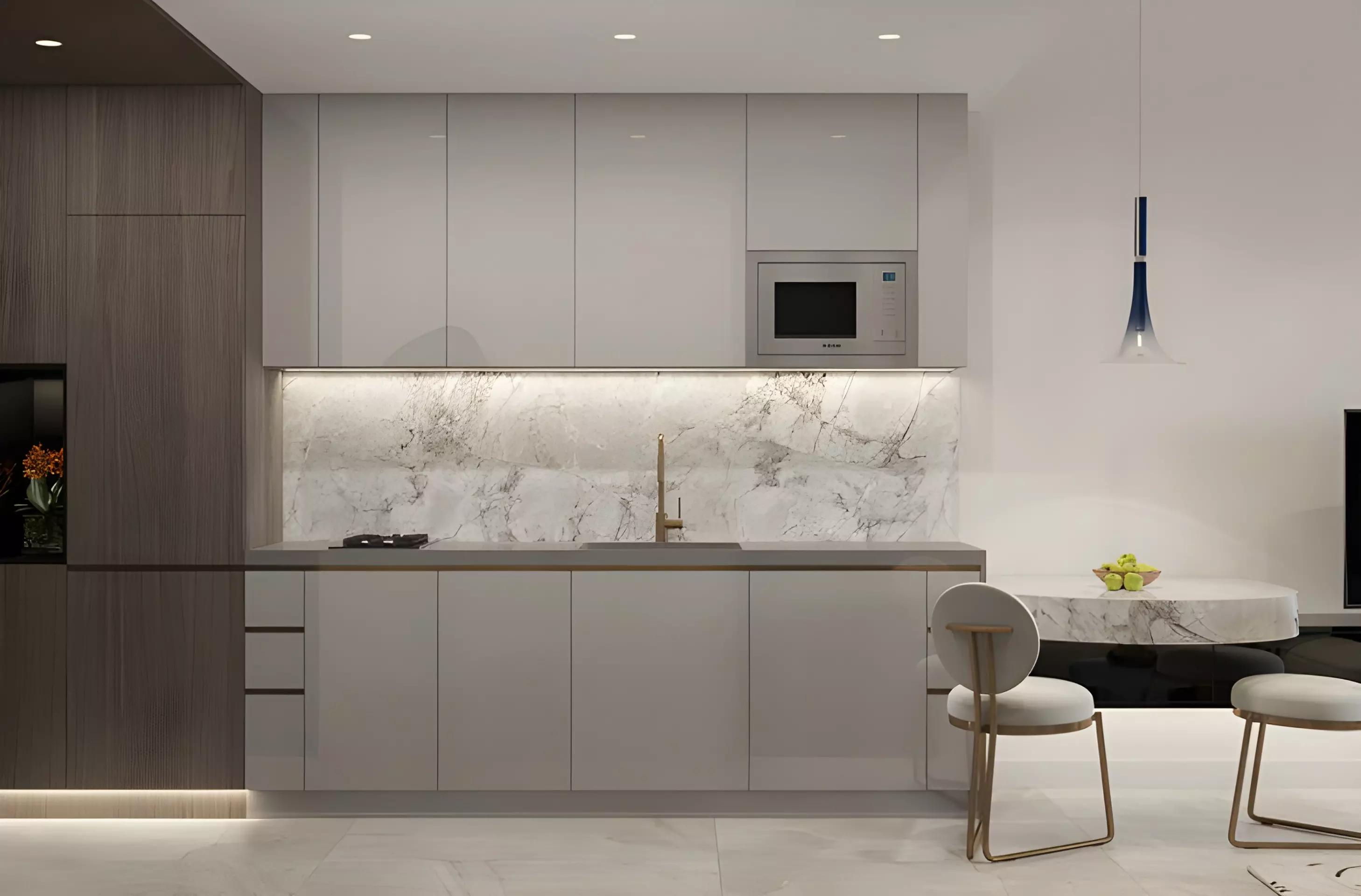 Stonehenge Residences kitchen interior, Dubai apartment