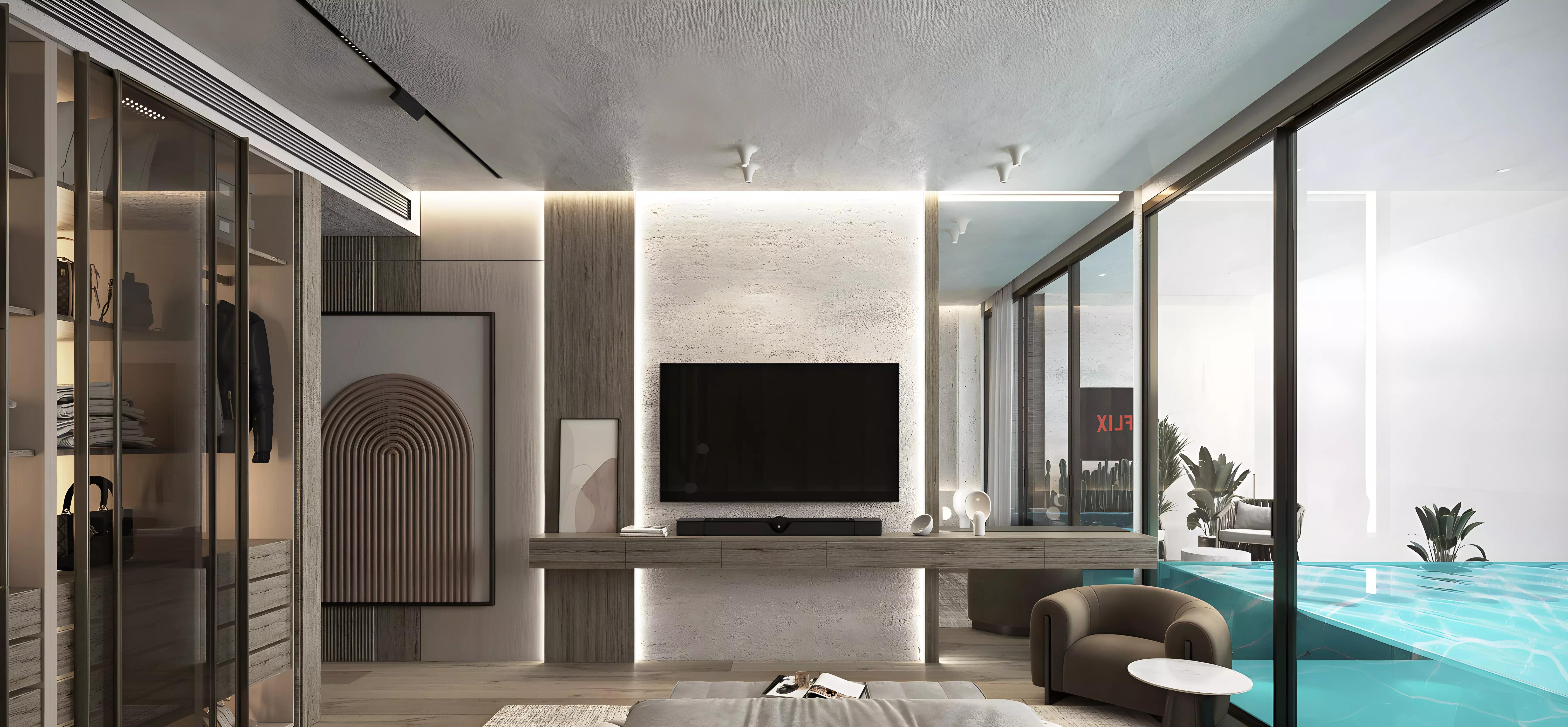 Peace Lagoons Phase 2 apartment interior living space, Dubai Land Residence Complex
