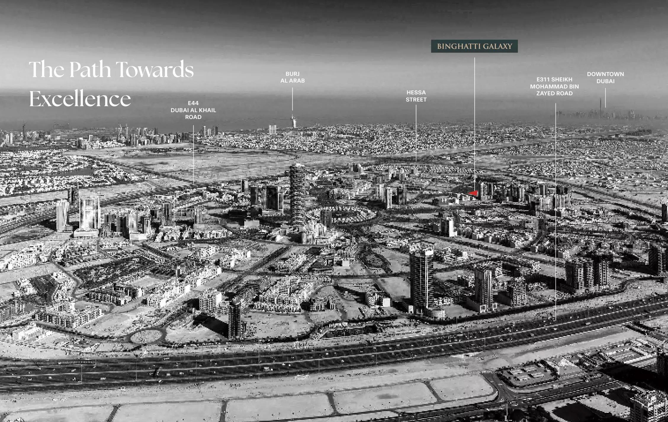 Master plan layout of Binghatti Galaxy, District 11, Jumeirah Village Circle