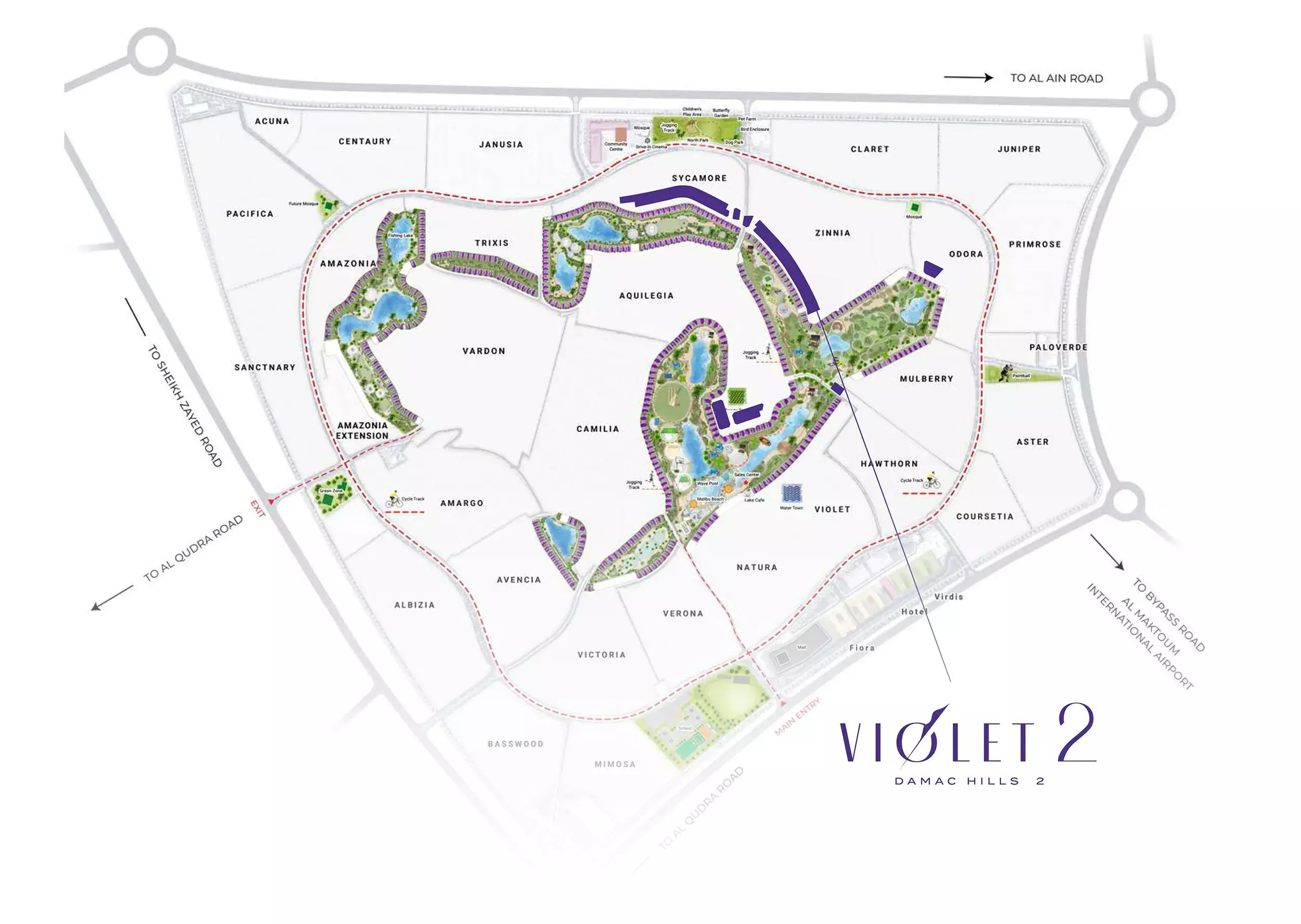 Violet 2 master plan layout, DAMAC Hills, Dubai