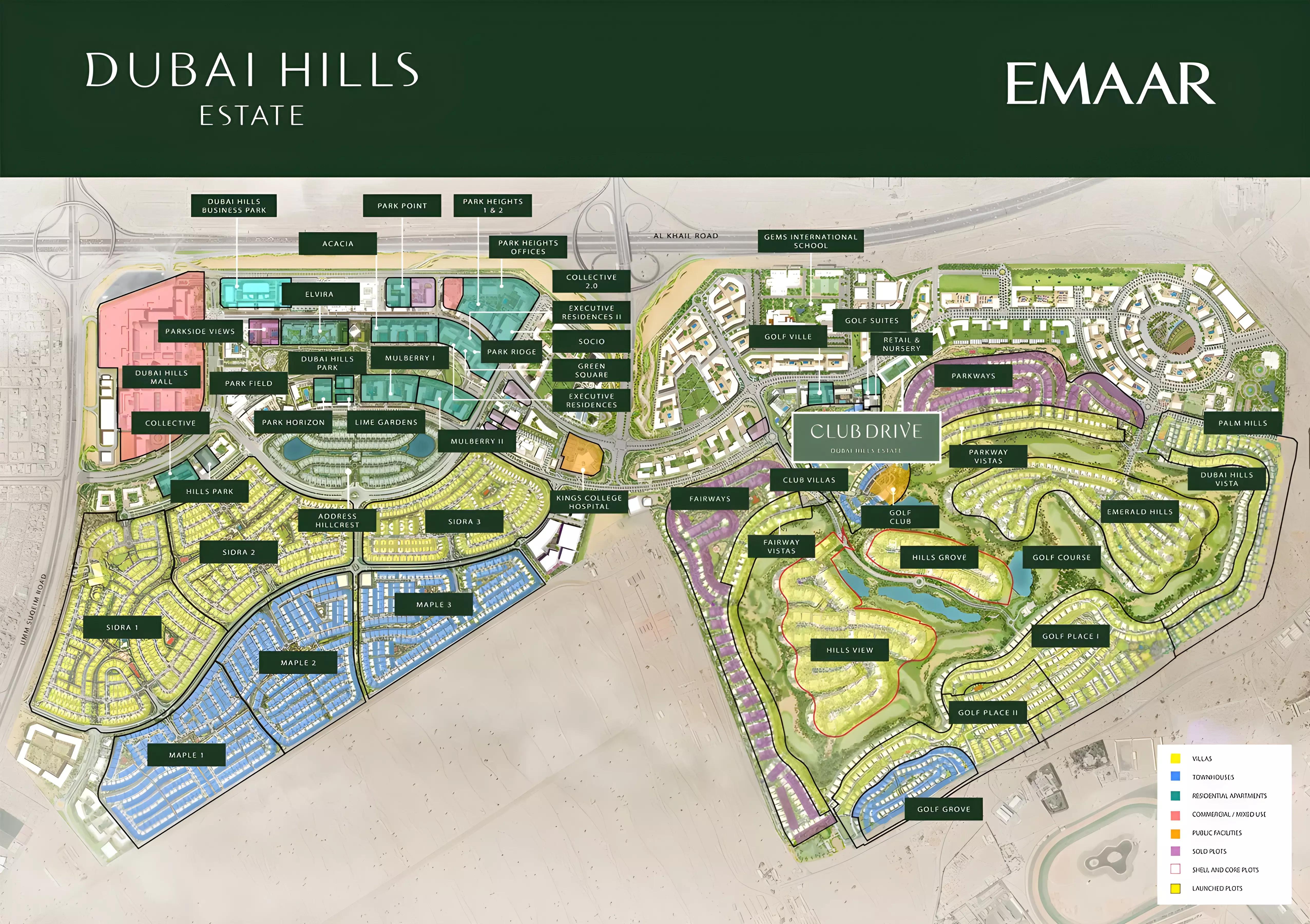 Club Drive master plan layout, Dubai Hills Estate, Dubai