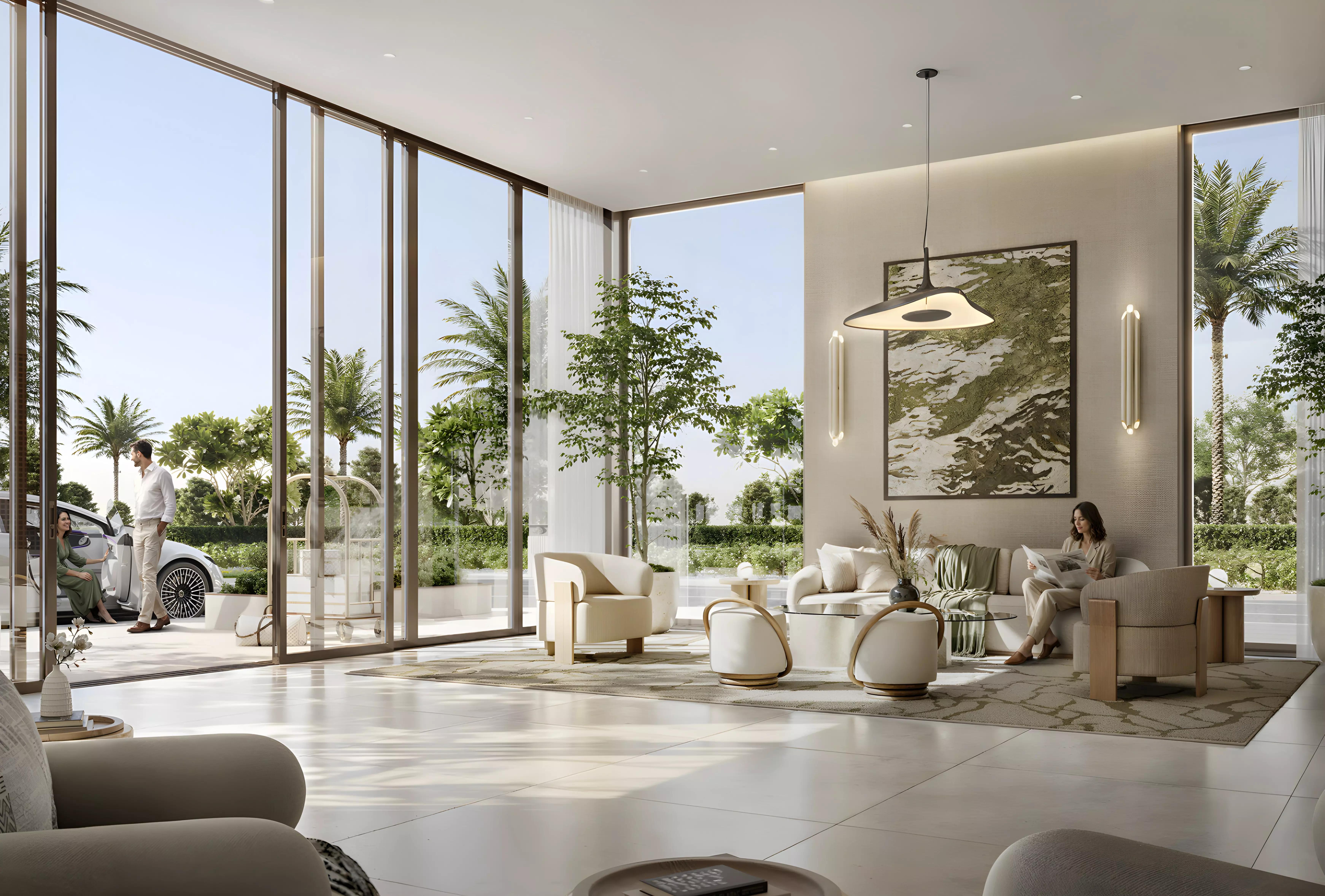 Golf Vale apartment terraces facing the 18-hole championship course, Emaar South