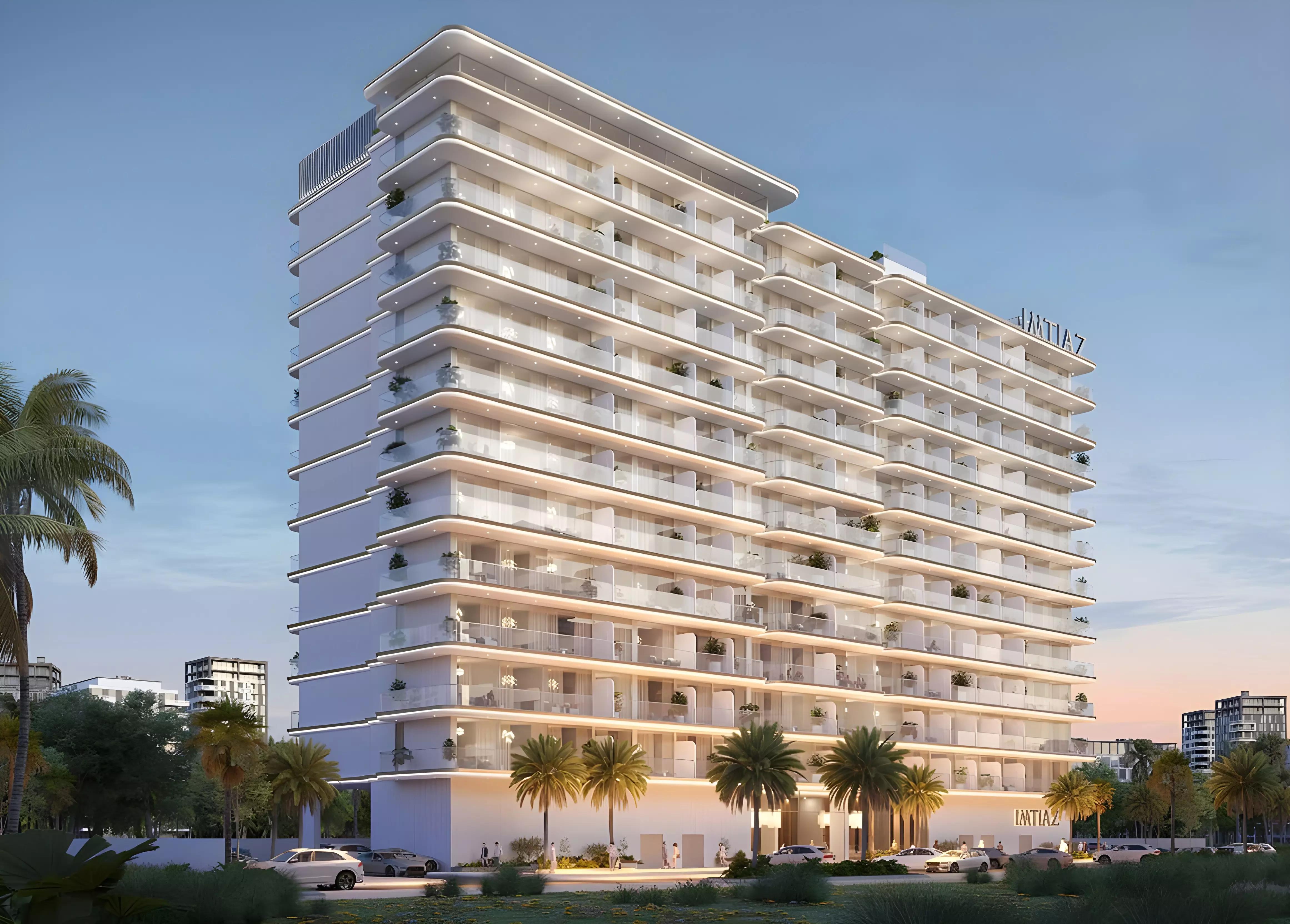 Building elevation view of Cove Edition 6, Imtiaz Developments, Dubai Land