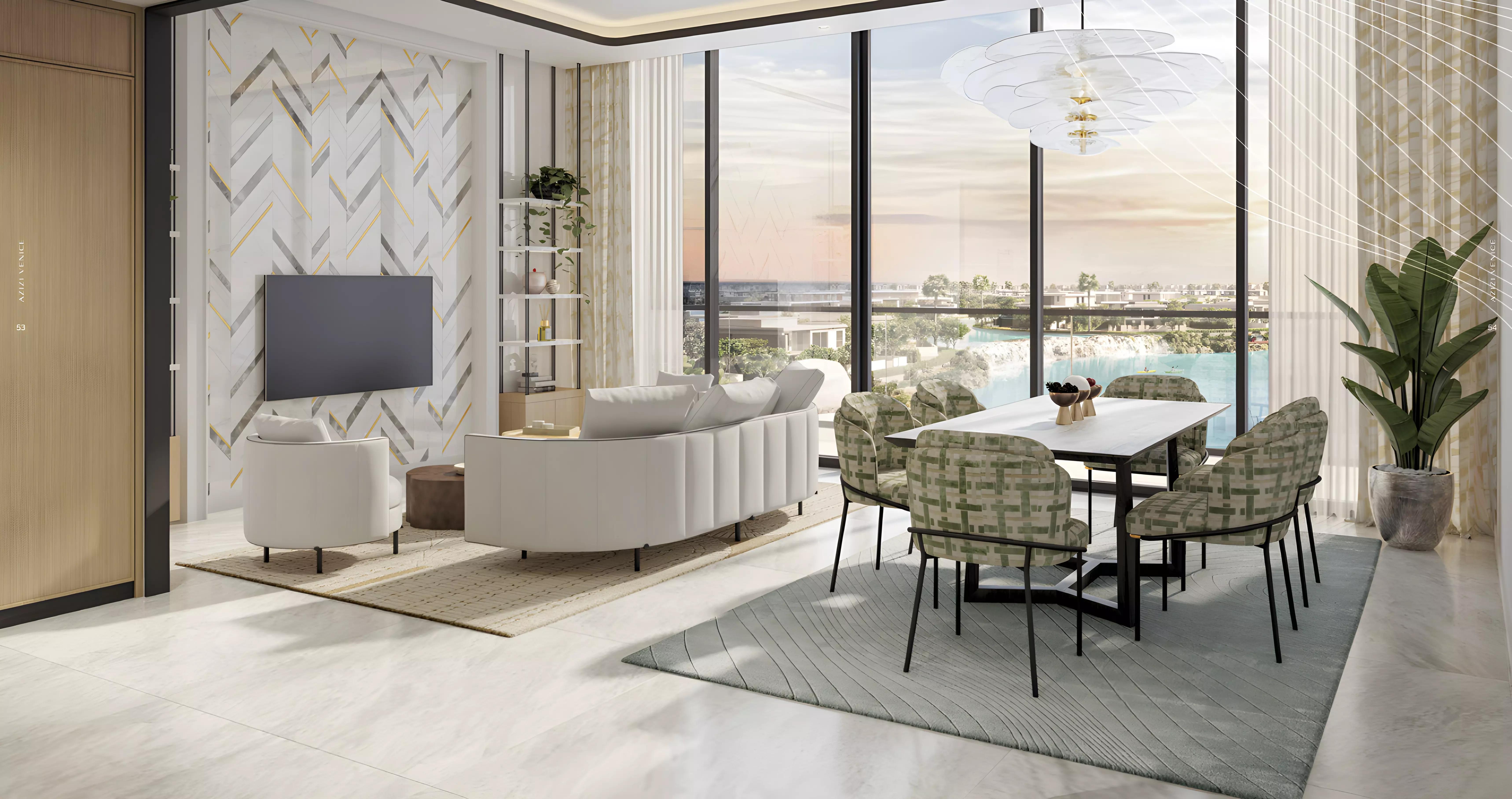 Interior render of an apartment at Azizi Venice 6, Dubai South