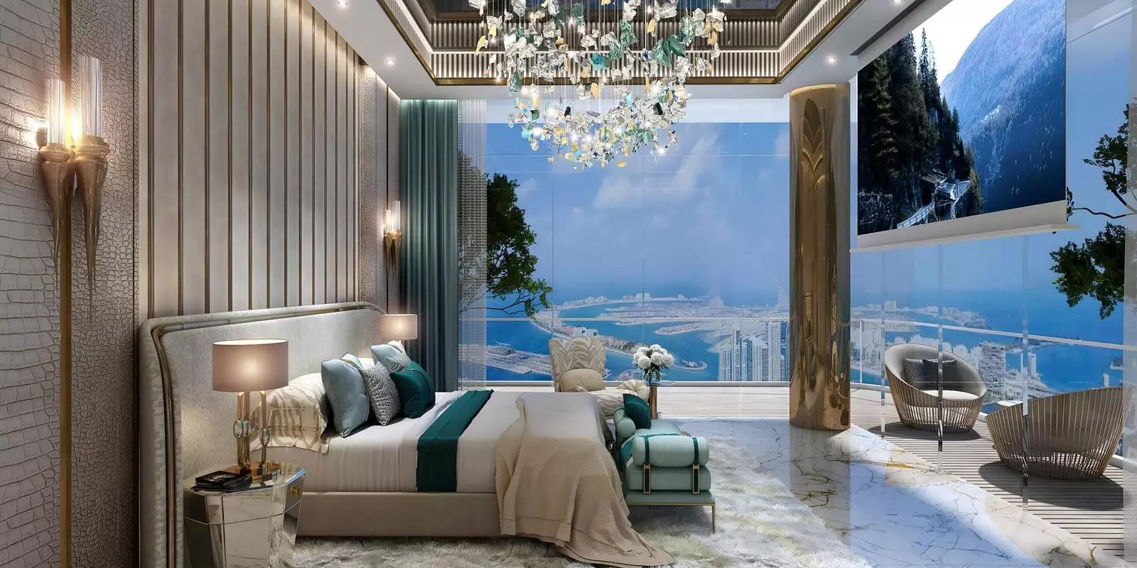 Damac Bay 2 amenity terrace overlooking Dubai Harbour marina