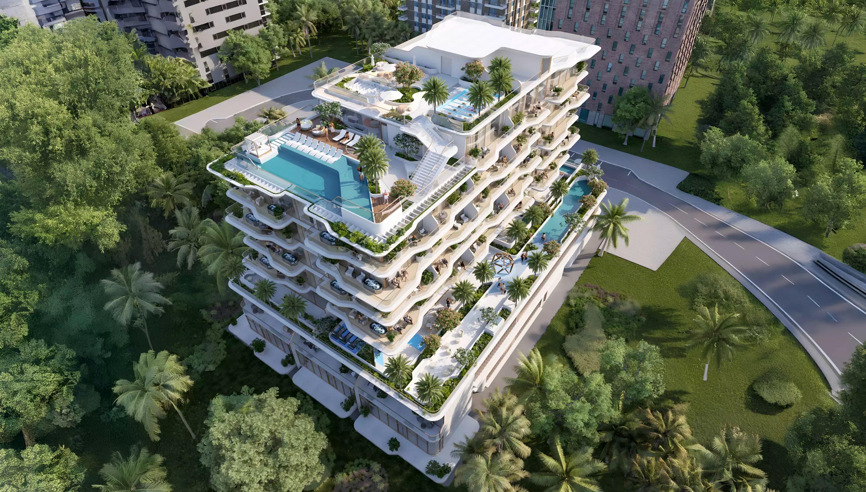 Flow Residences exterior facade view, Dubai Islands, Dubai