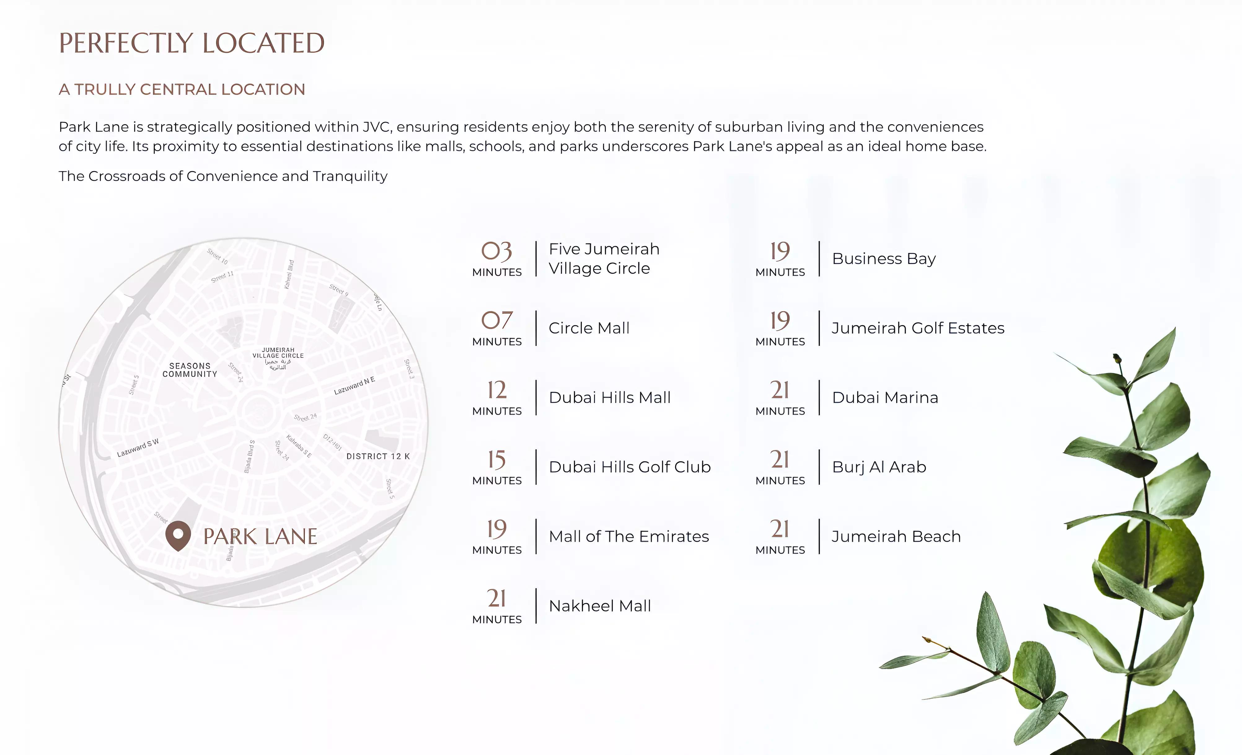 Park Lane 3 master plan layout, District 12, Jumeirah Village Circle