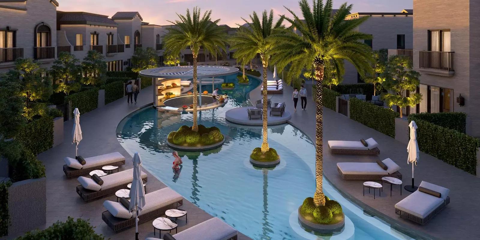 Jasmine Lane living interior with natural light, Jumeirah Golf Estates, Dubai