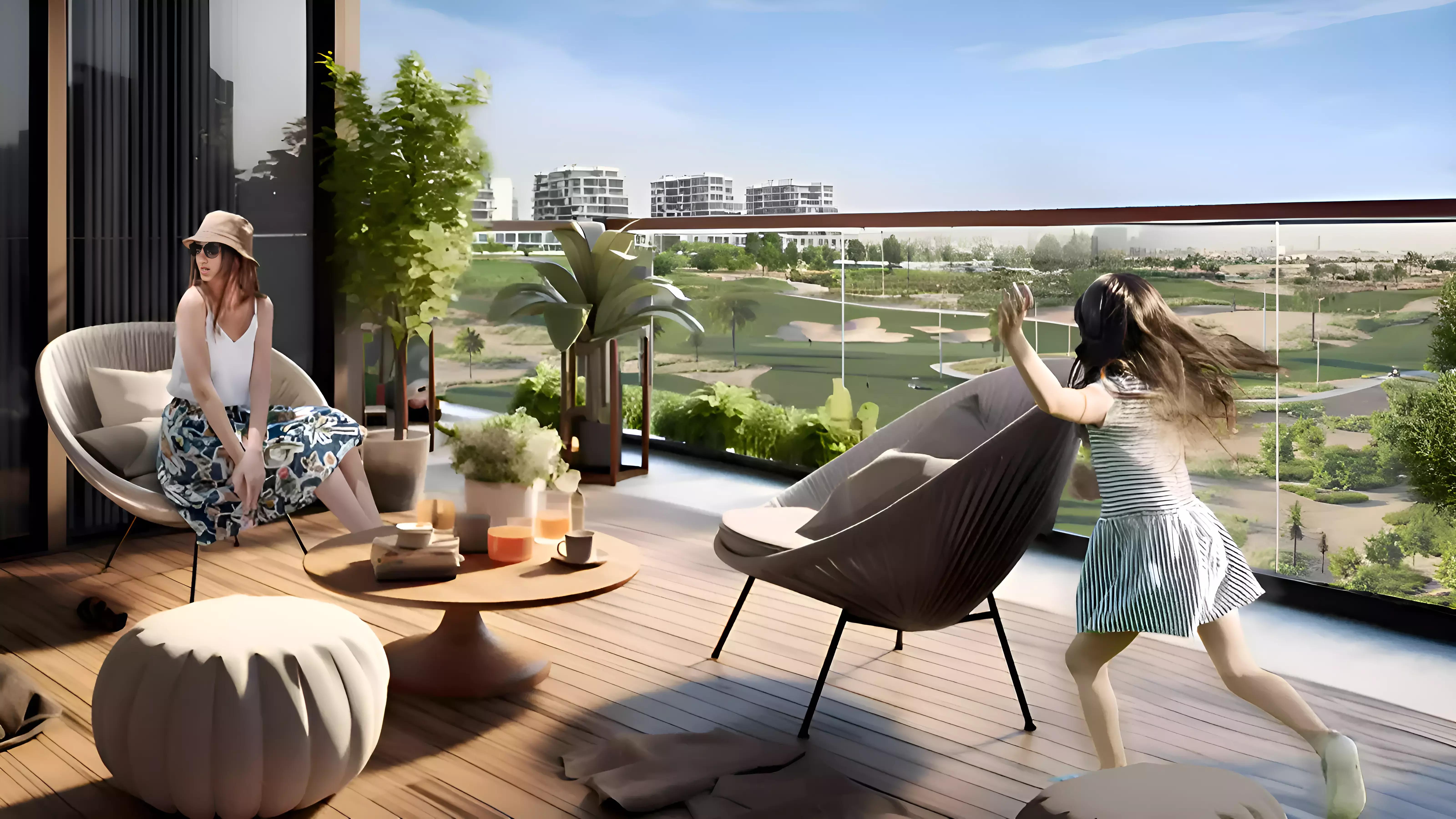 Golf Greens apartment interior living space, DAMAC Hills, Dubai