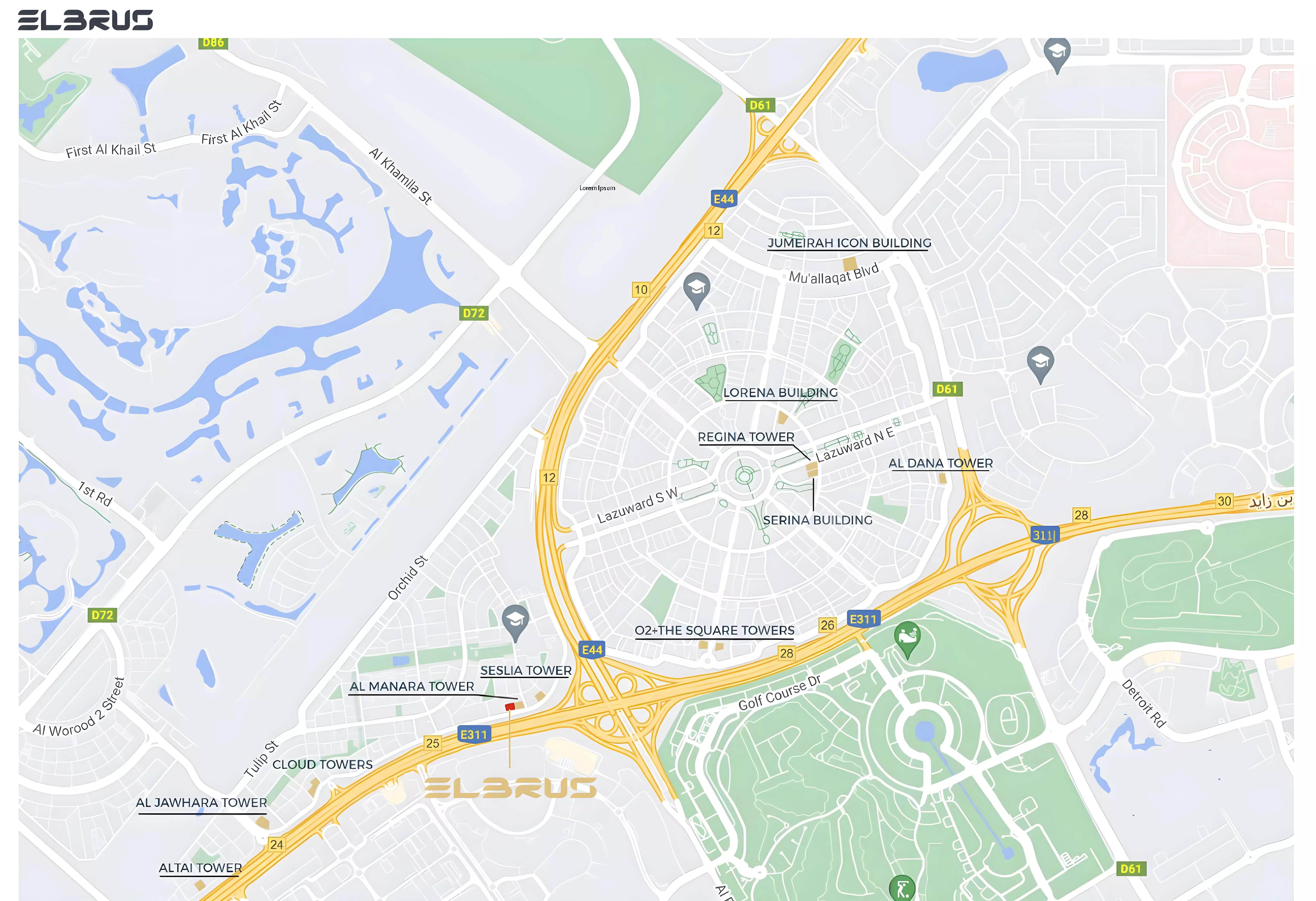 Elbrus Tower master plan and site layout, Jumeirah Village Triangle
